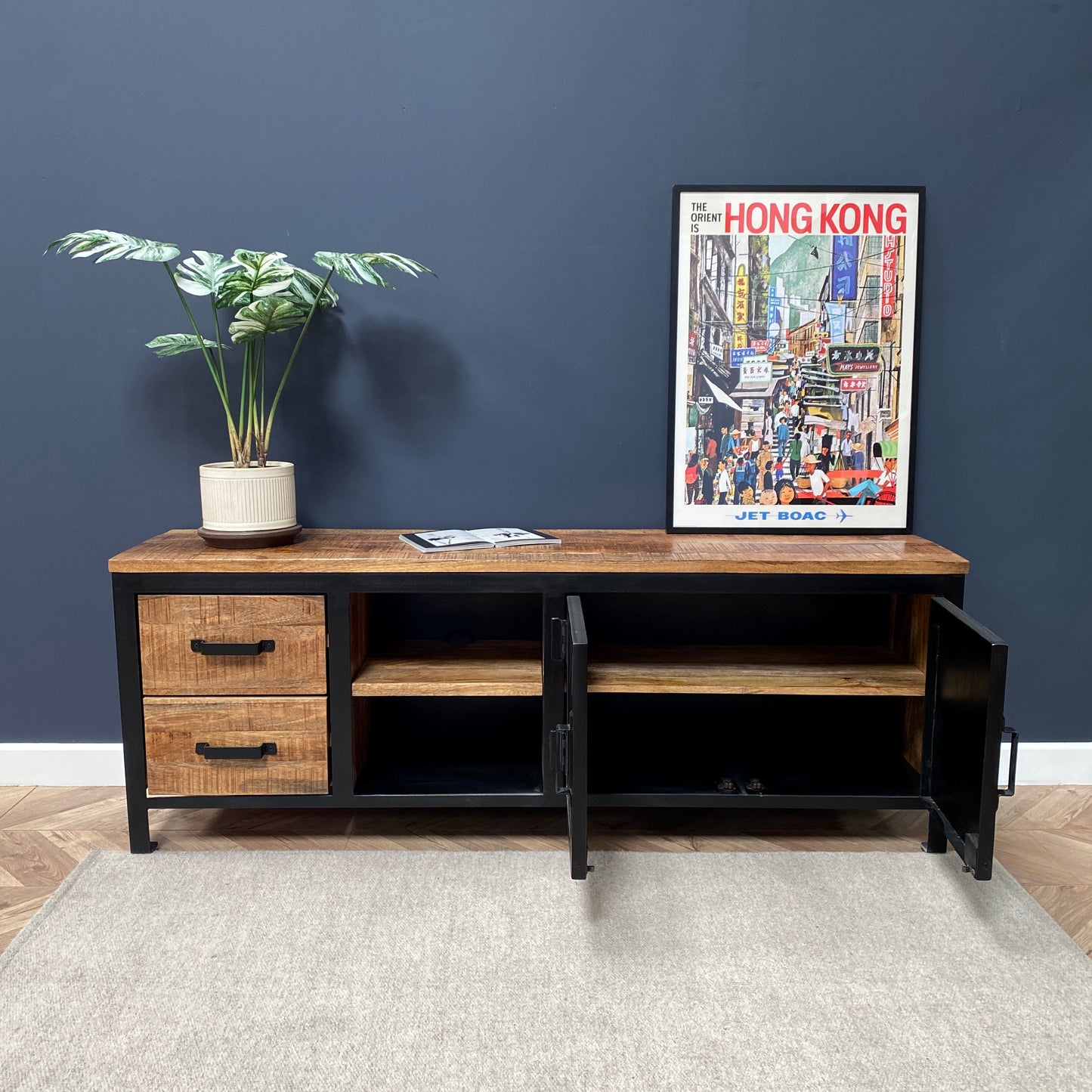 Sara Large Industrial Style TV Unit