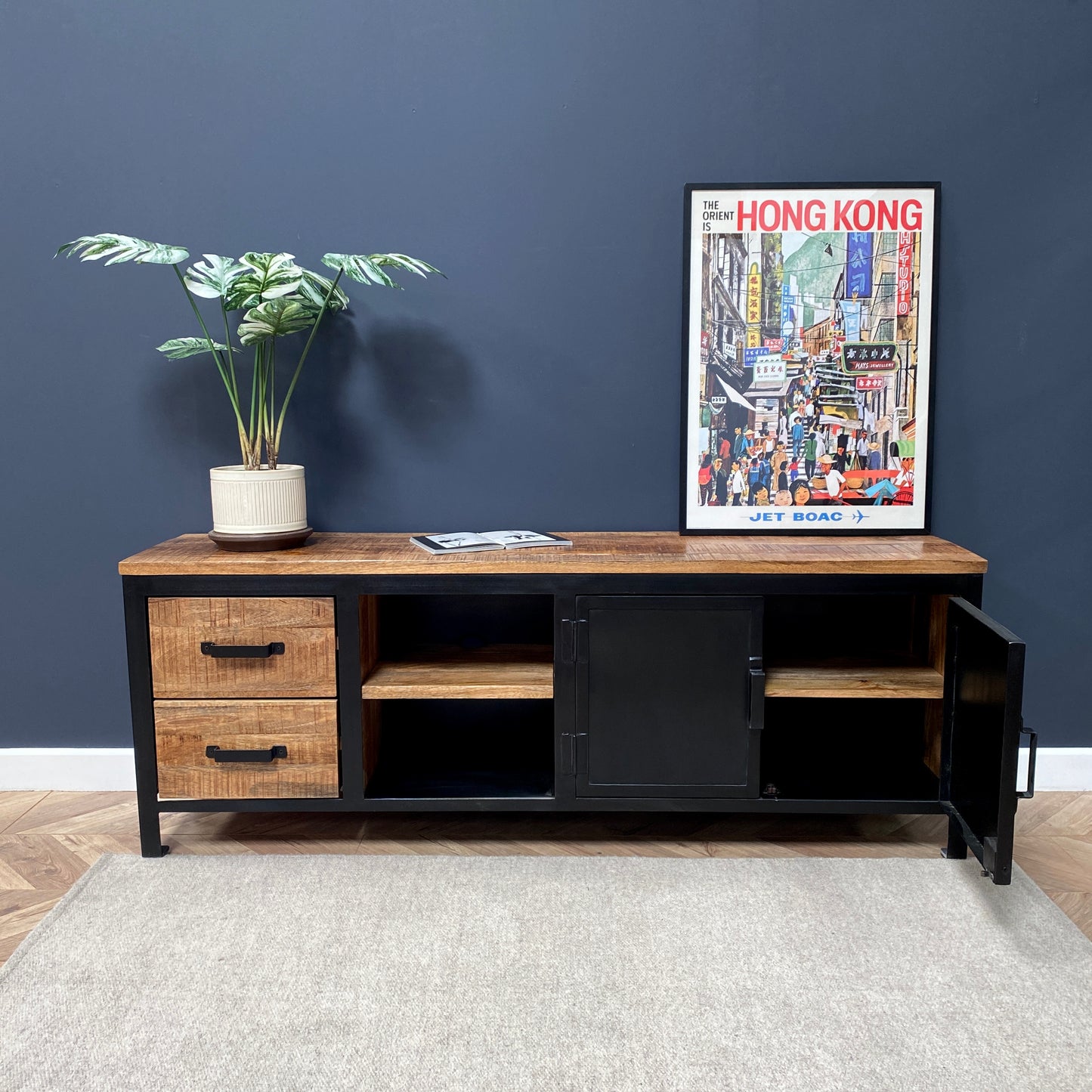 Sara Large Industrial Style TV Unit