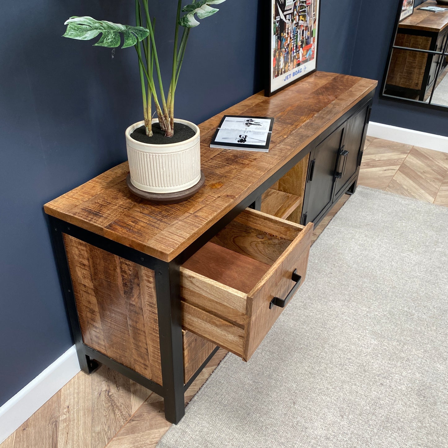 Sara Large Industrial Style TV Unit