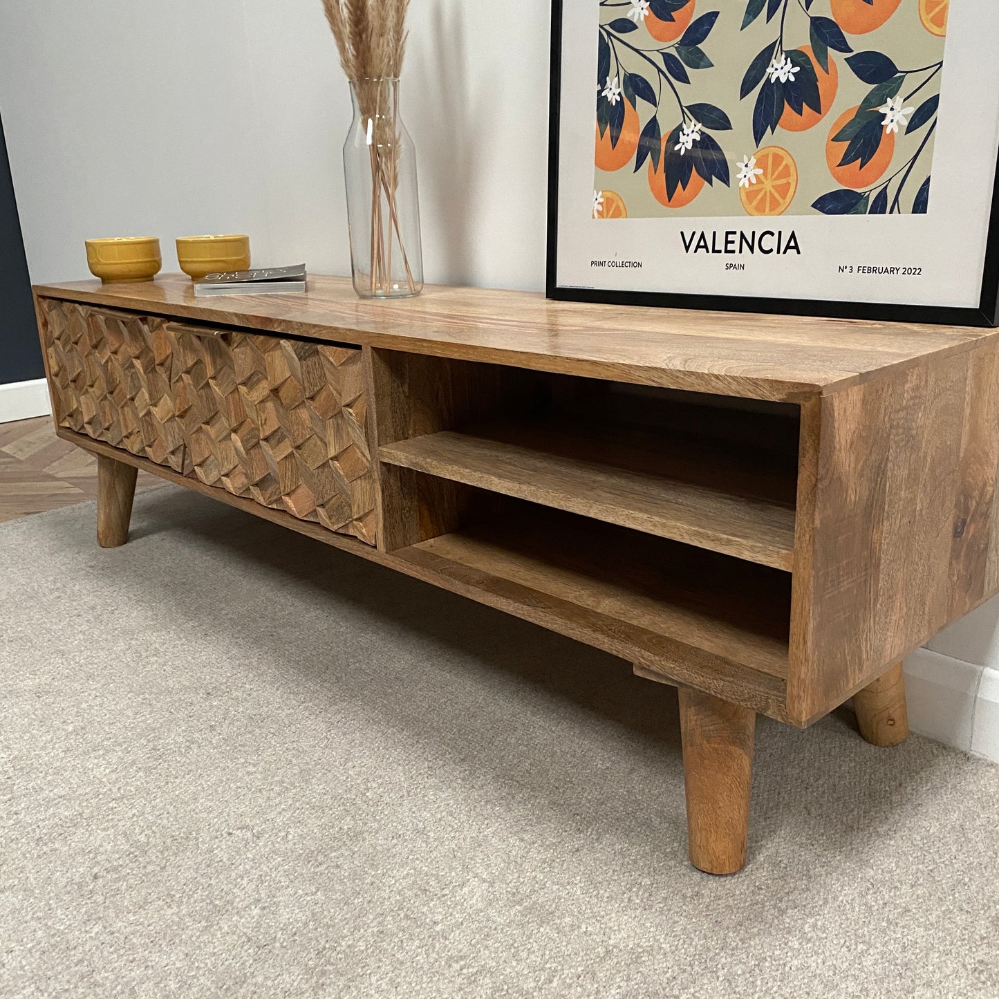Iona Solid Mango Wood Large TV Unit