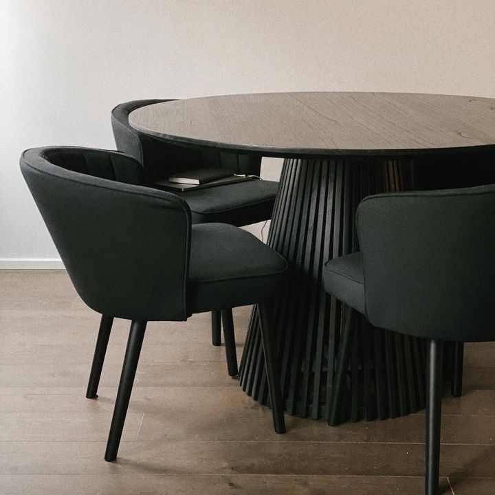 Remi Round Solid Mango Wood Dining Table Black (4 Sizes)