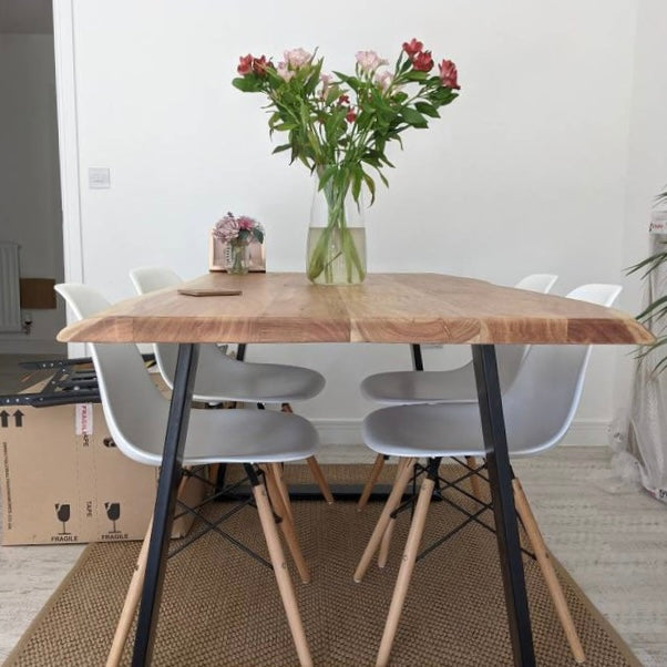 Indiana Solid Acacia Wood Industrial Dining Table (2 Sizes)