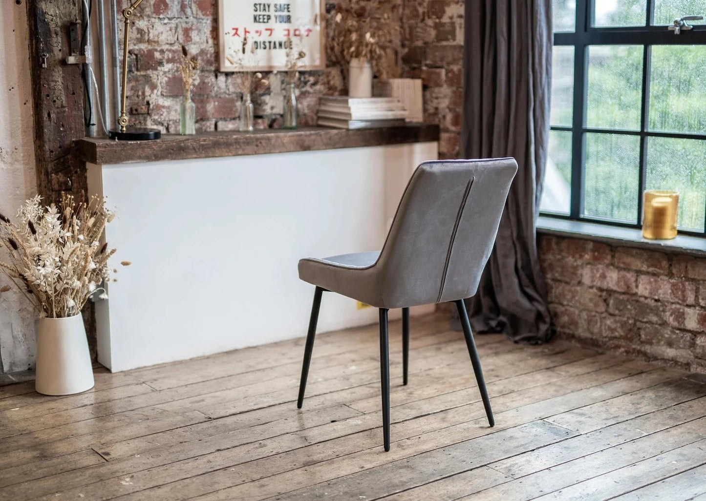 Cala Dining Set with 4 or 6 Ava Dining Chairs in Grey