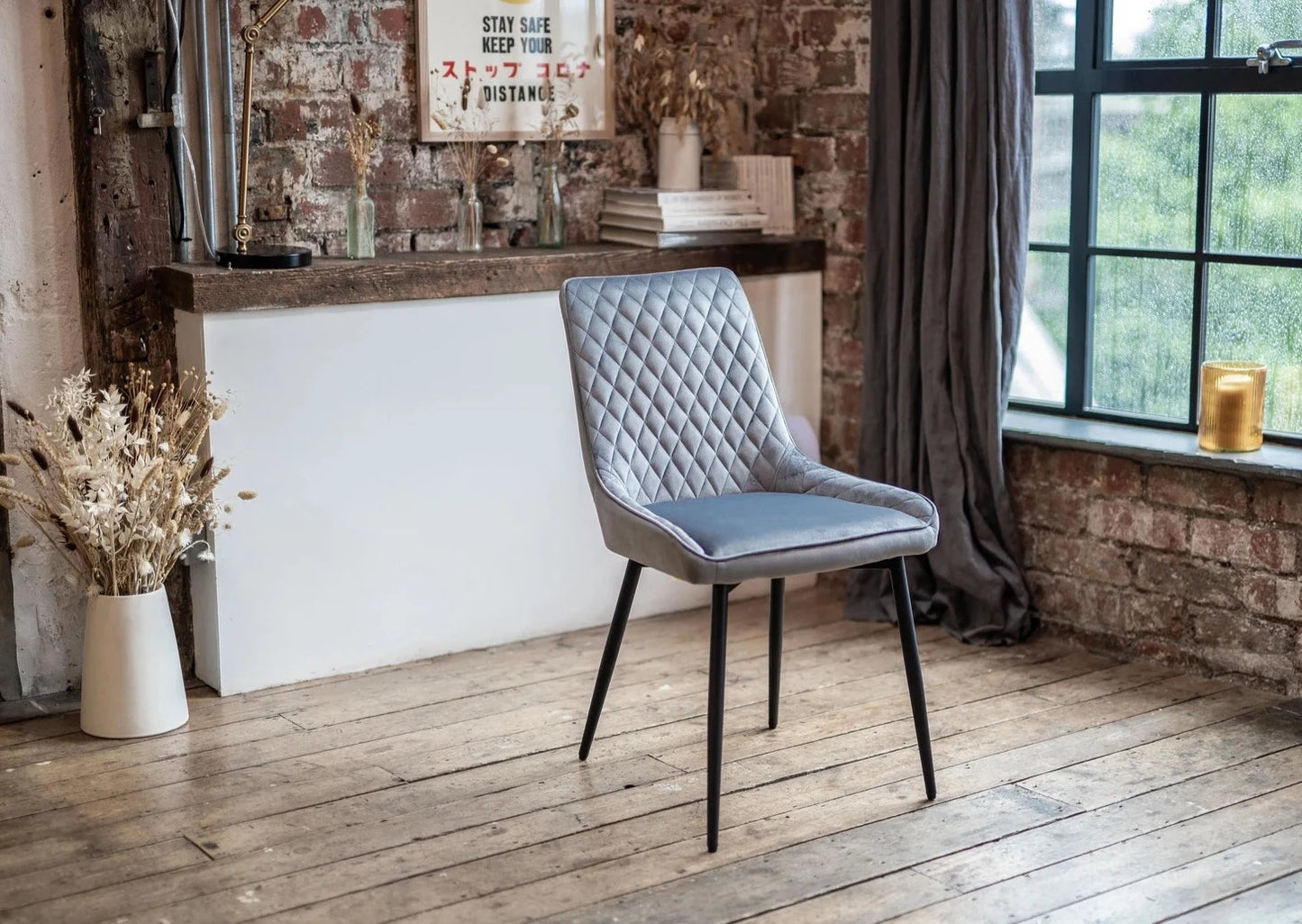 Cala Dining Set with 4 or 6 Ava Dining Chairs in Grey