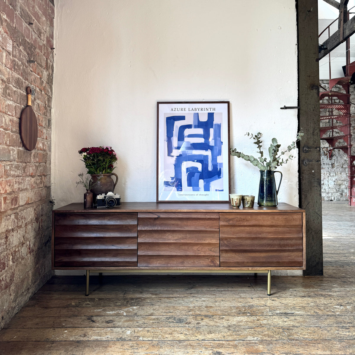 Daria Solid Mango Wood TV Stand Walnut