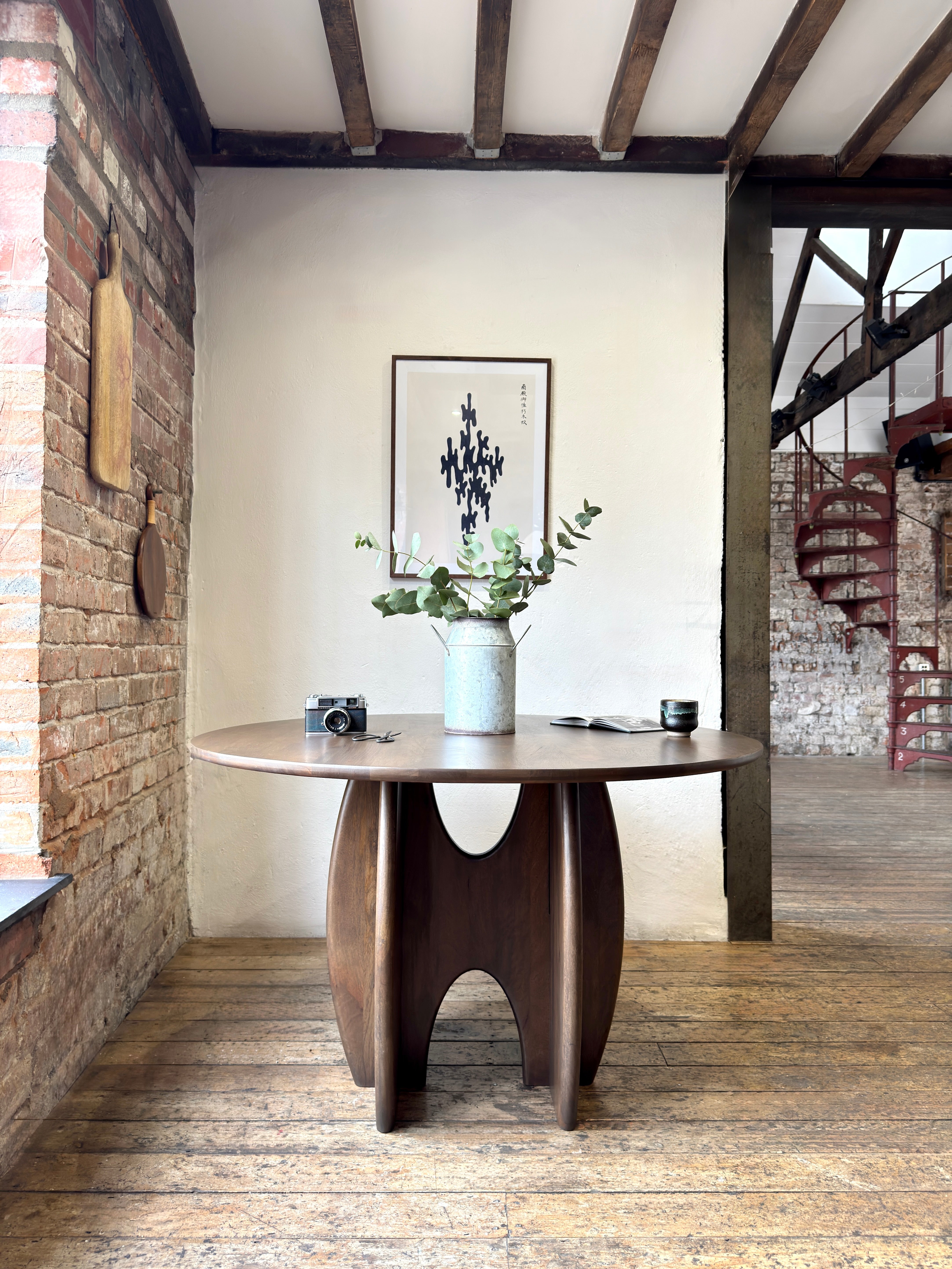 Rina Round Solid Mango Wood Dining Table Brown