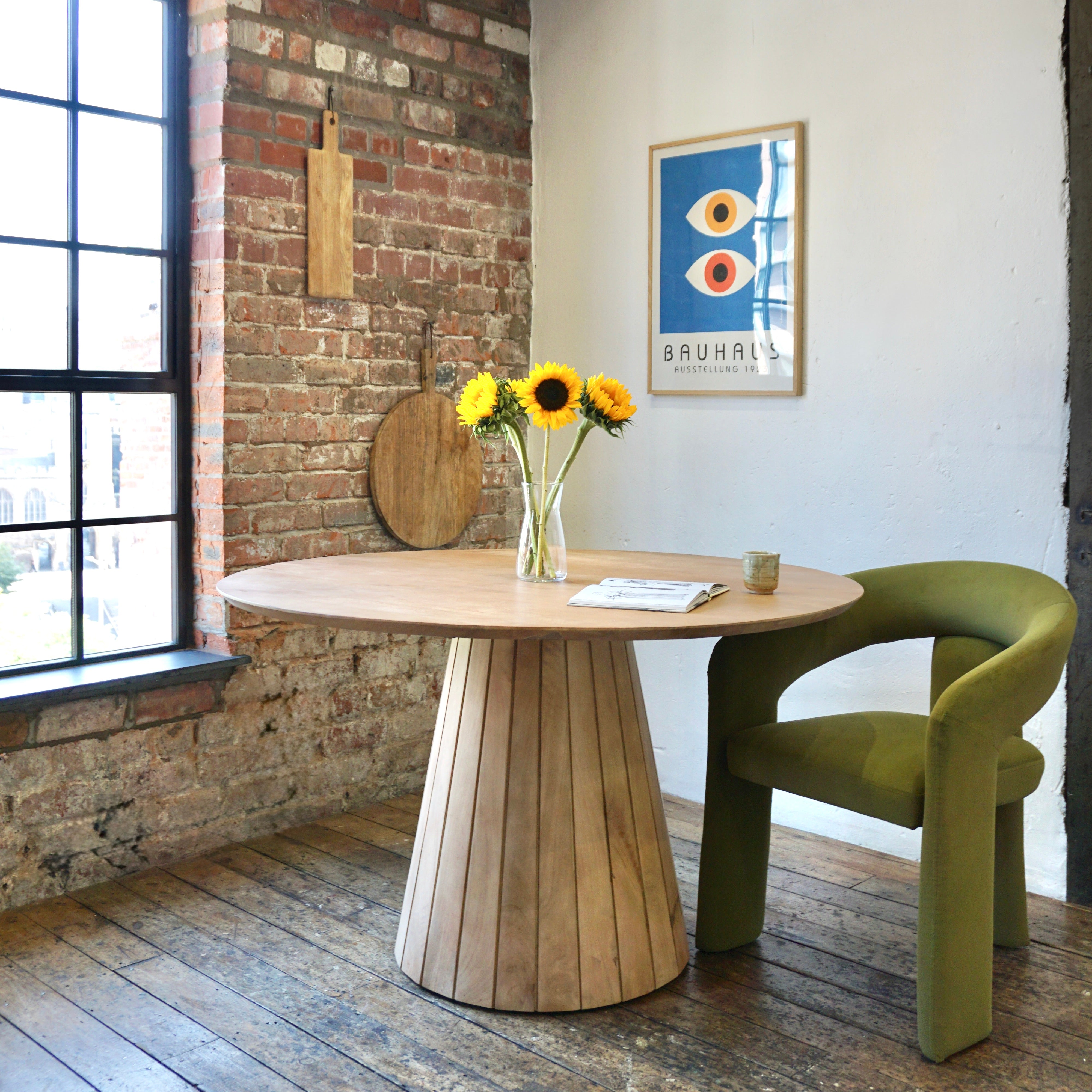 Gia Round Solid Mango Wood Dining Table Light Brown (3 Sizes)