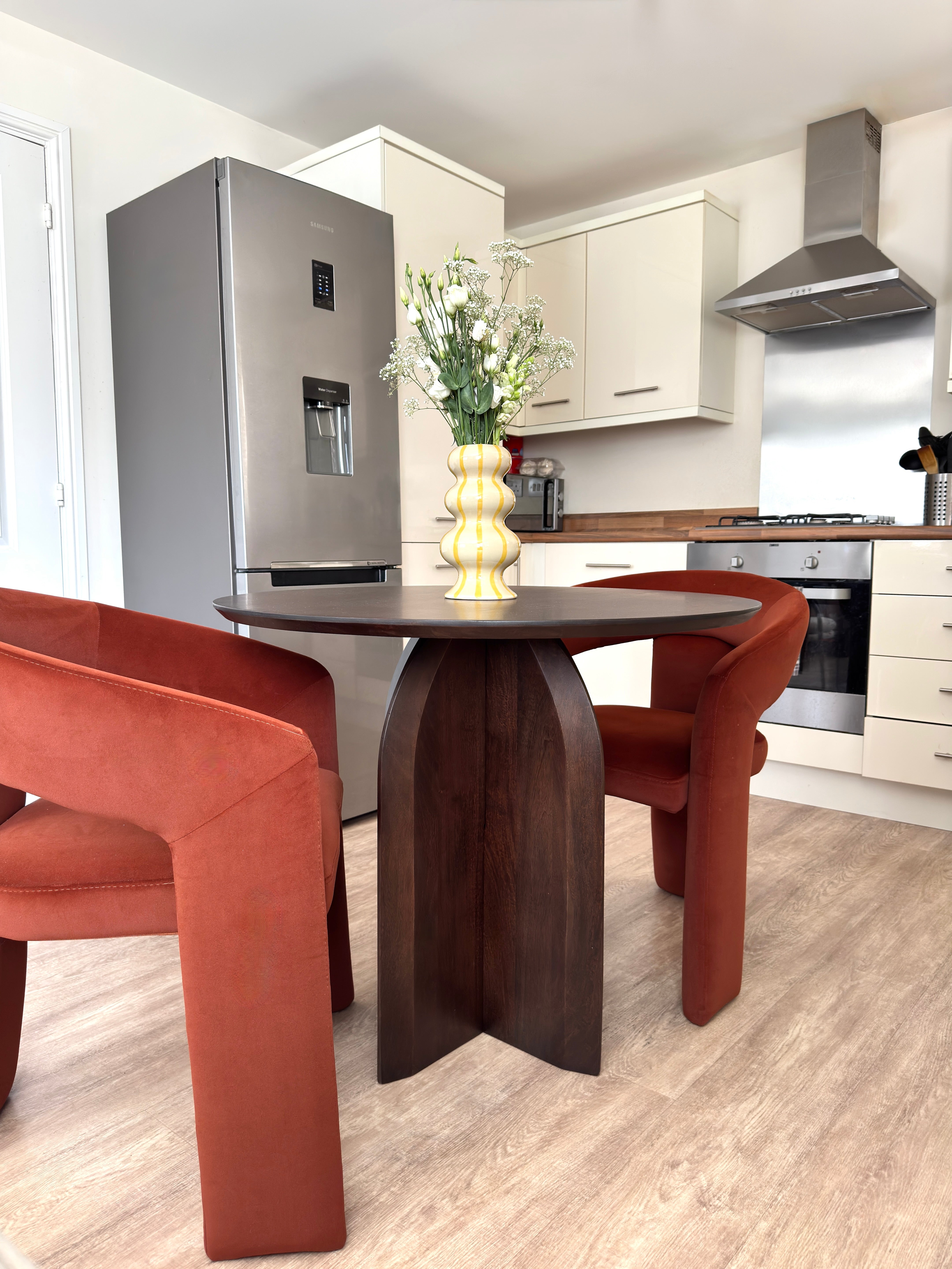 Kai Round Solid Mango Wood Dining Table Brown (2 Sizes)