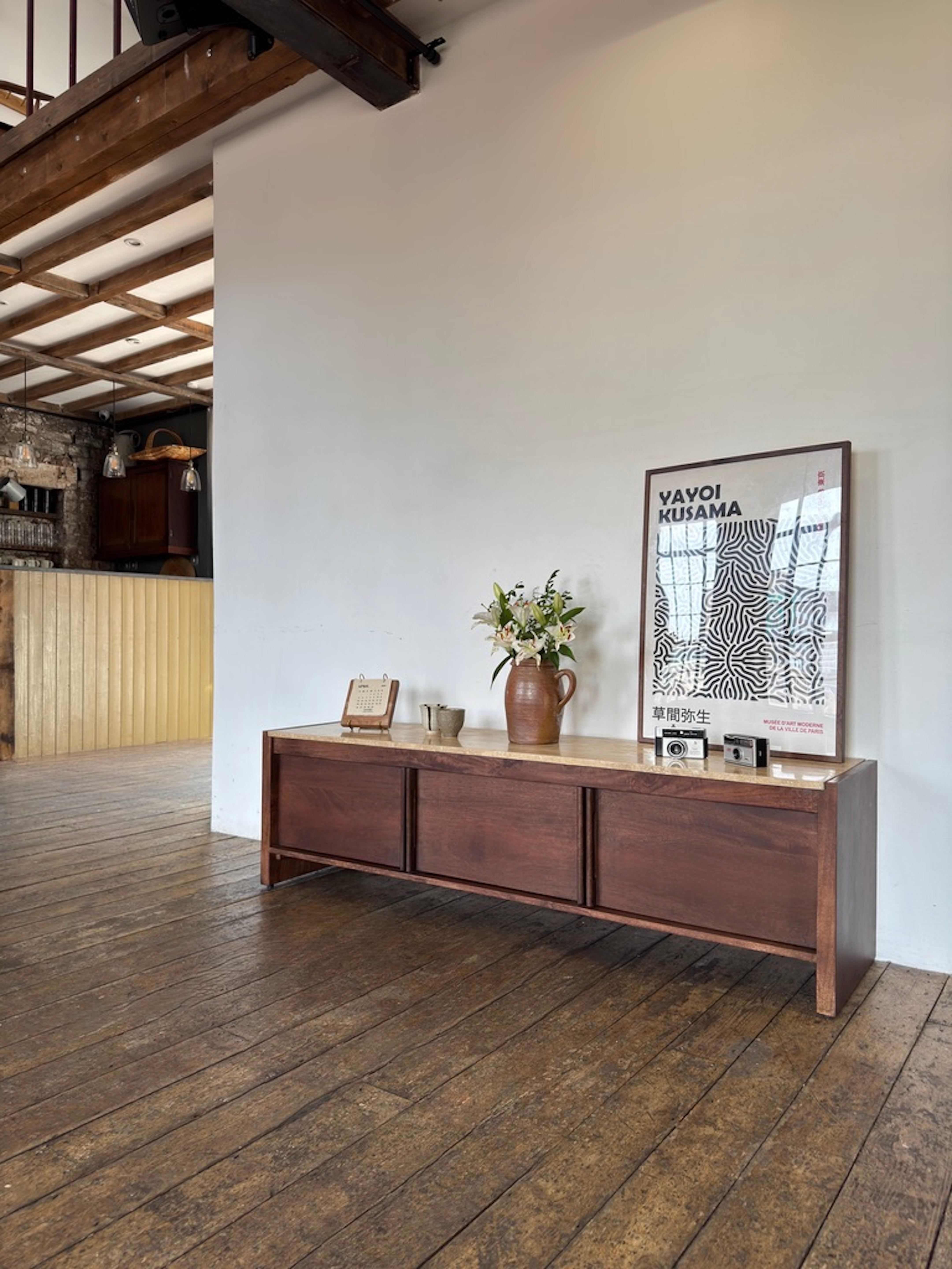 Kobe Solid Mango Wood and Travertine TV Stand (160cm)