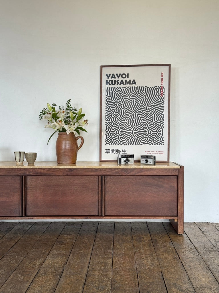 Kobe Solid Mango Wood and Travertine TV Stand (160cm)