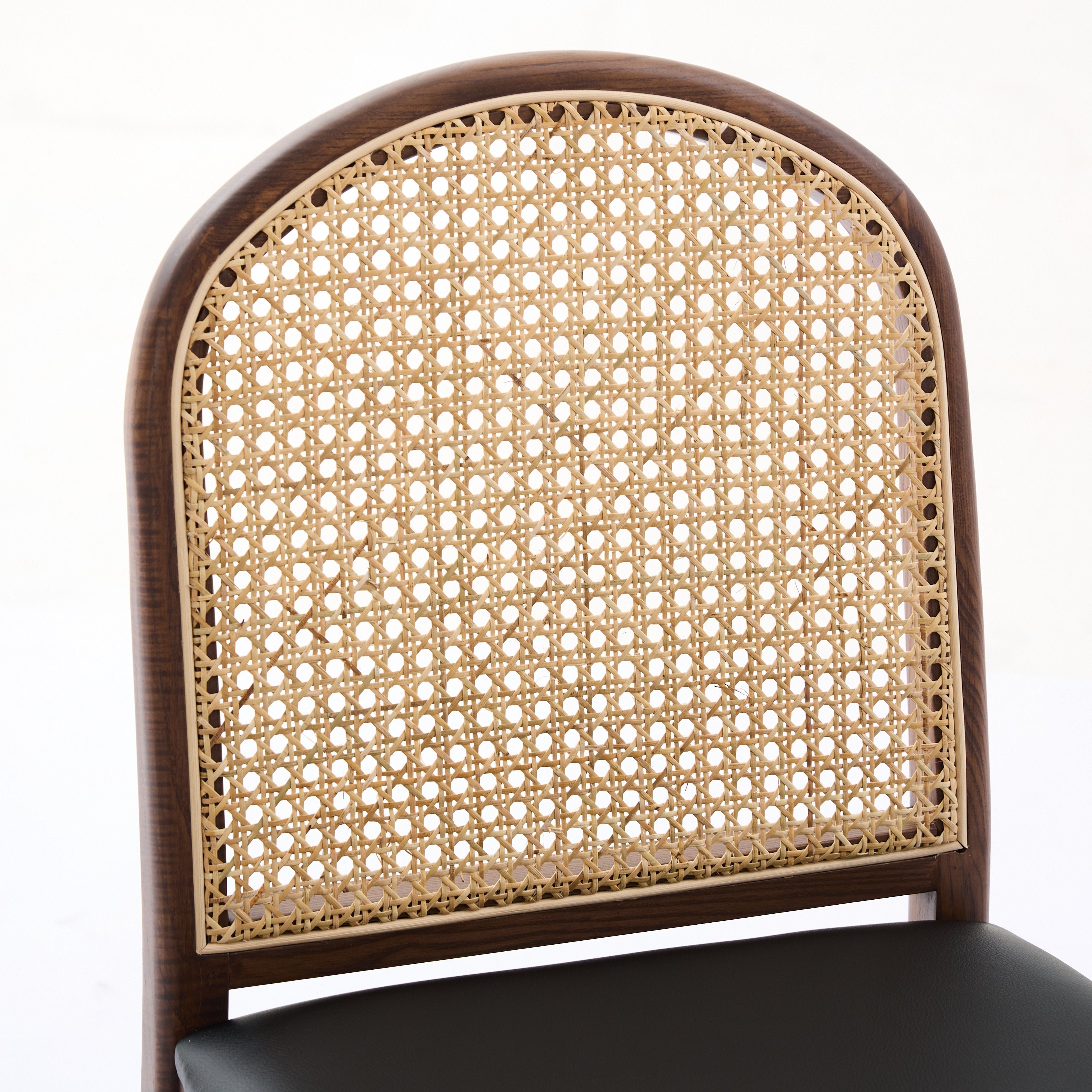 Bambie Solid Ash Wood Dining Chair in Walnut and Black Leather (2pk)