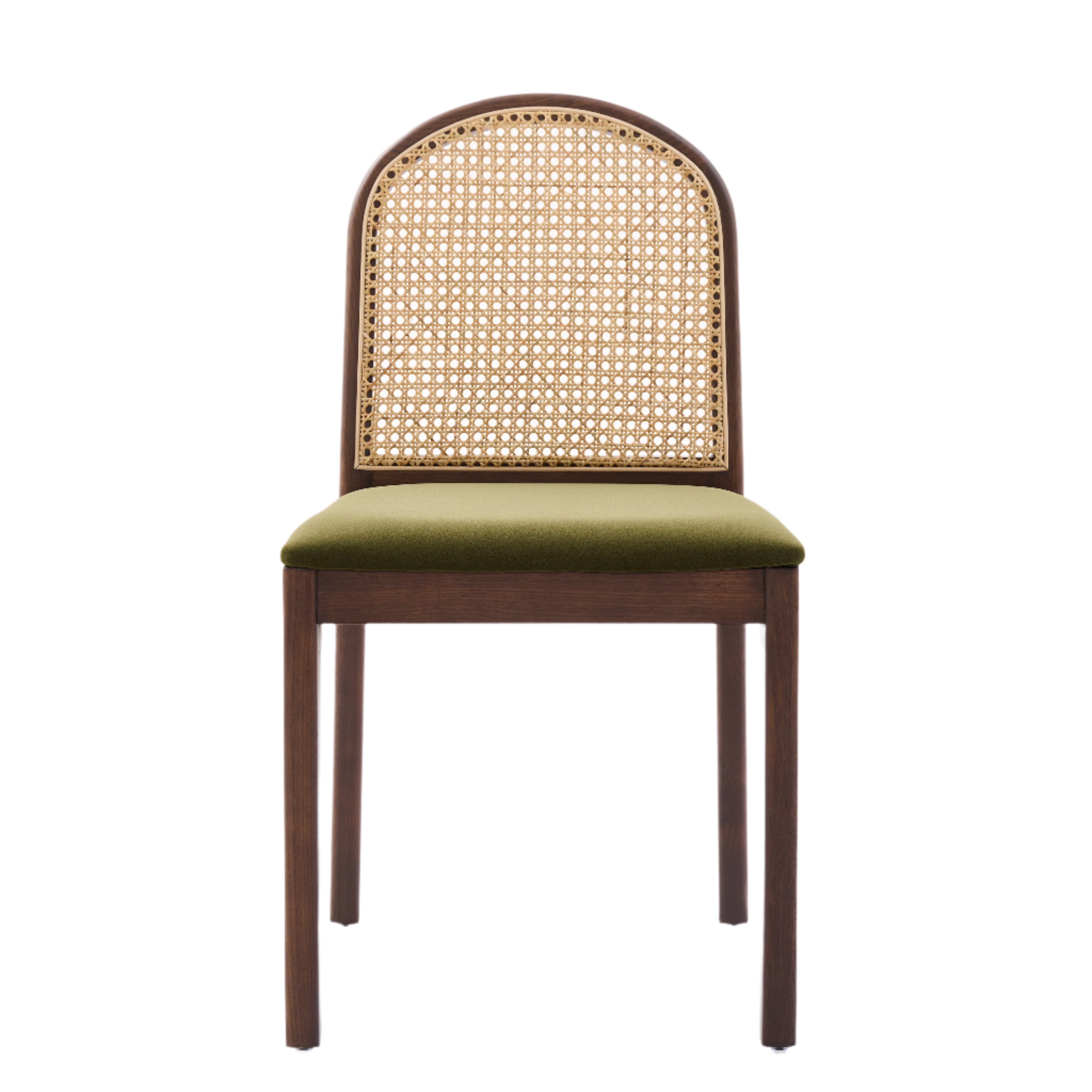 Bambie Solid Ash Wood Dining Chair in Walnut and Olive Green (2pk)