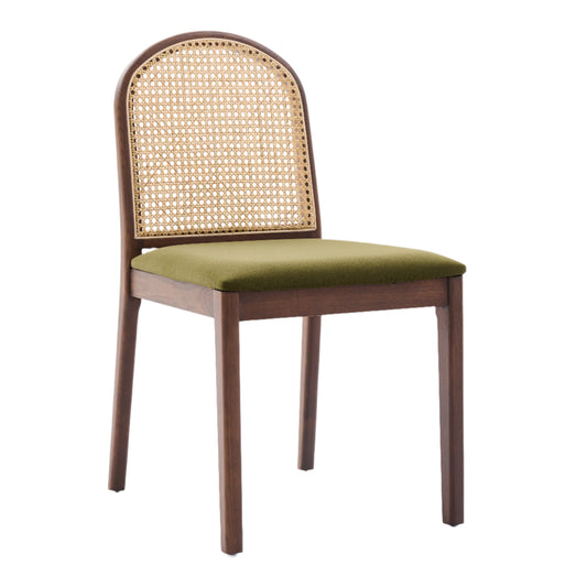 Bambie Solid Ash Wood Dining Chair in Walnut and Olive Green (2pk)