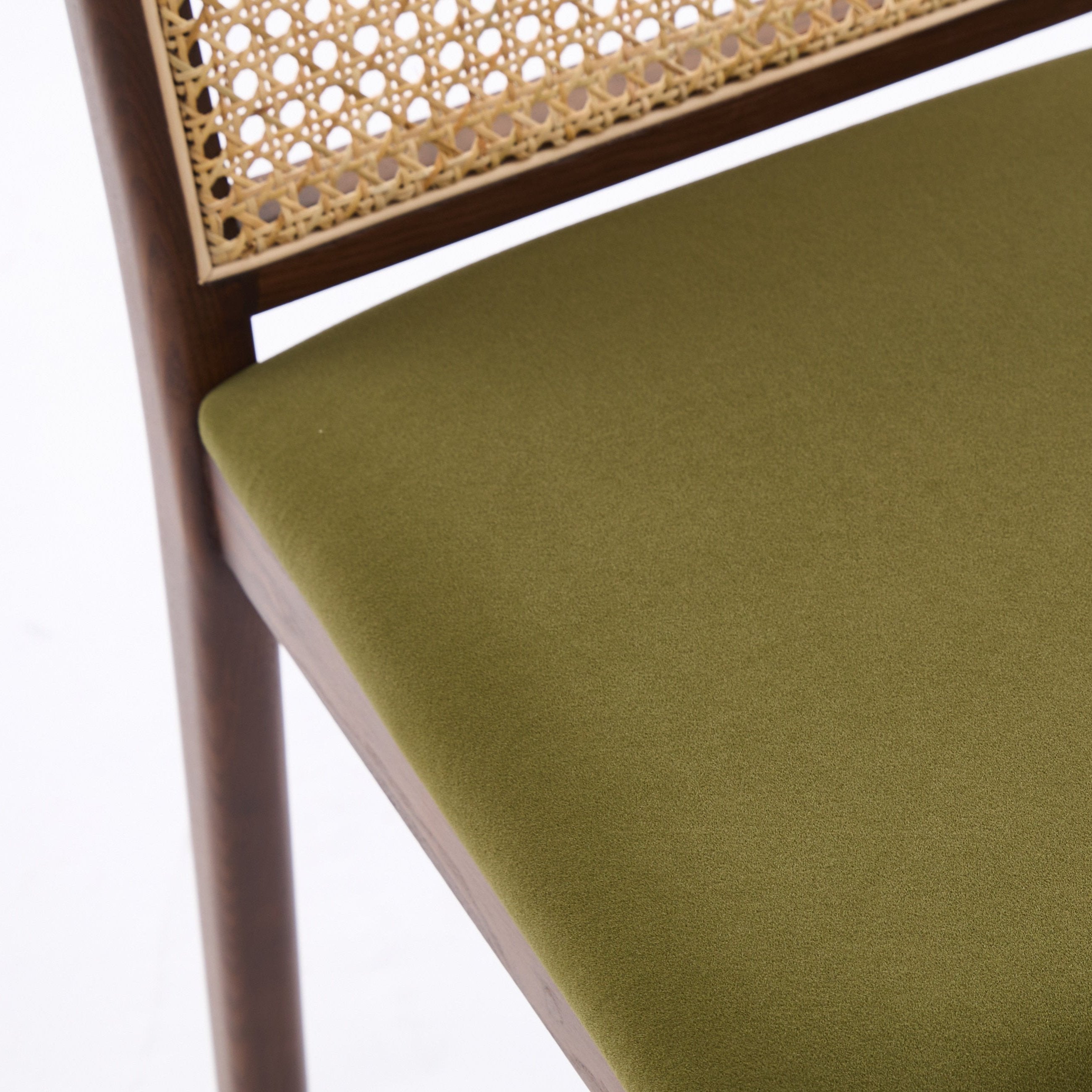 Bambie Solid Ash Wood Dining Chair in Walnut and Olive Green (2pk)