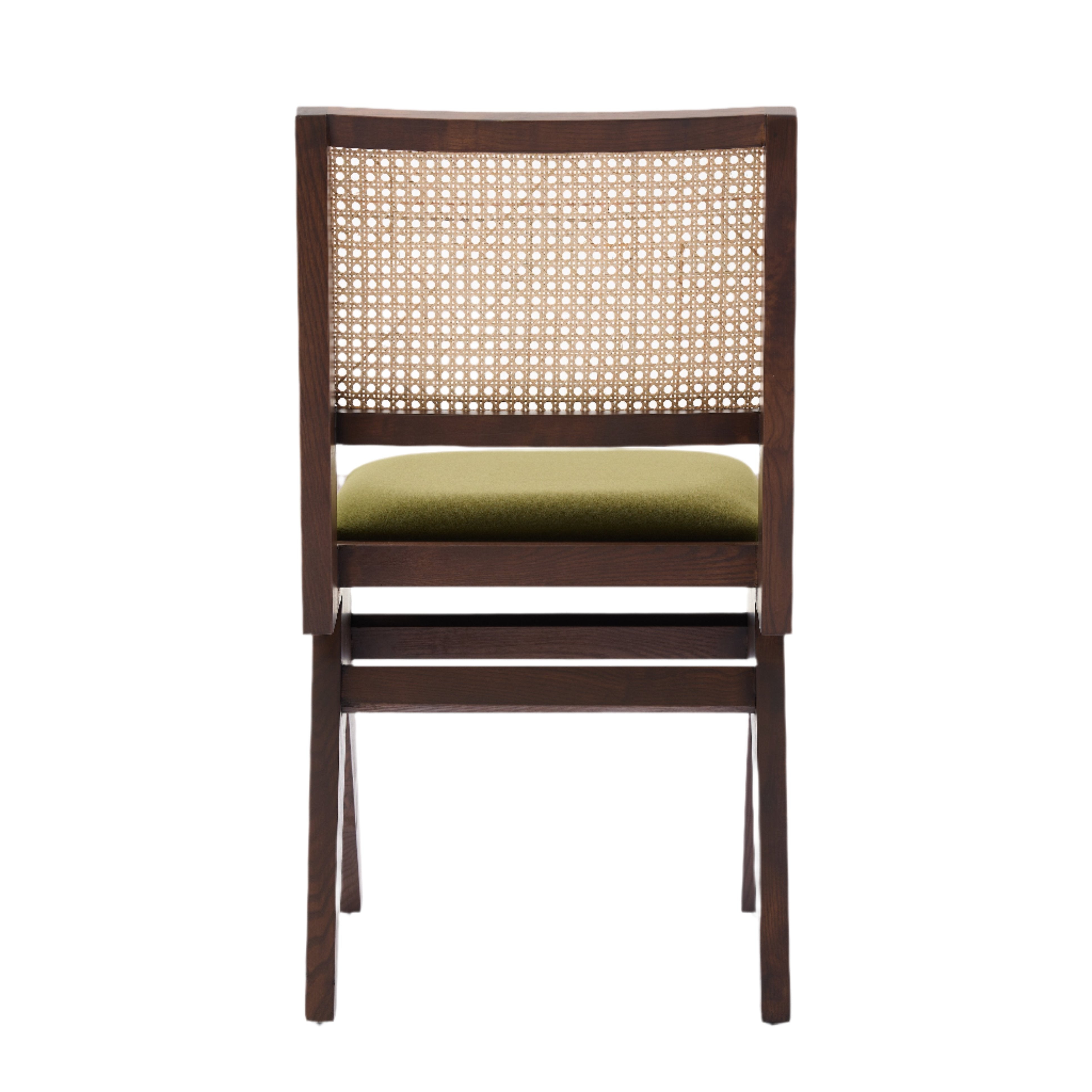 Kiko Solid Ash Wood Dining Chair in Walnut and Olive Green (2pk)