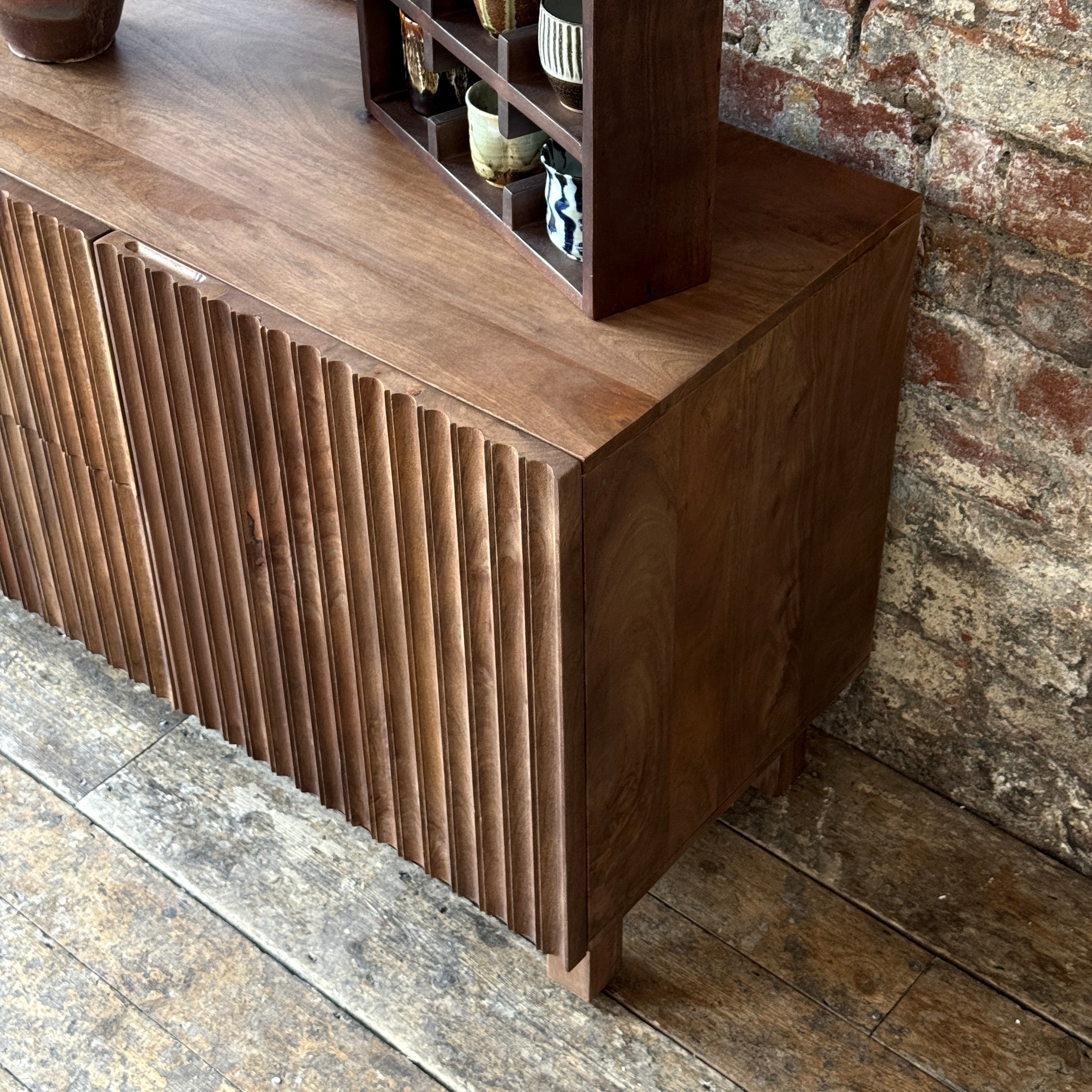 Arlo Solid Mango Wood 2 Door 2 Drawer Sideboard in Walnut