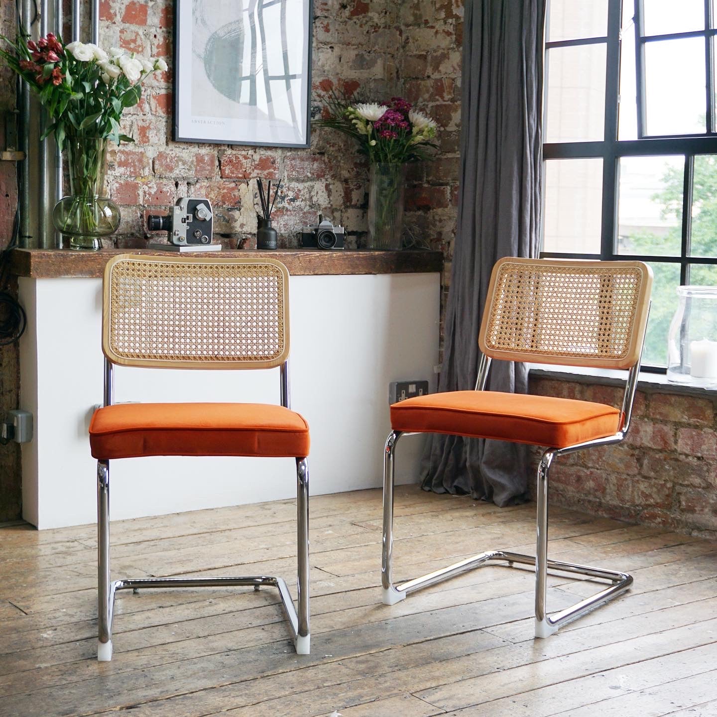 Bella Dining Set with 2 or 4 Brooklyn Dining Chairs in Burnt Orange