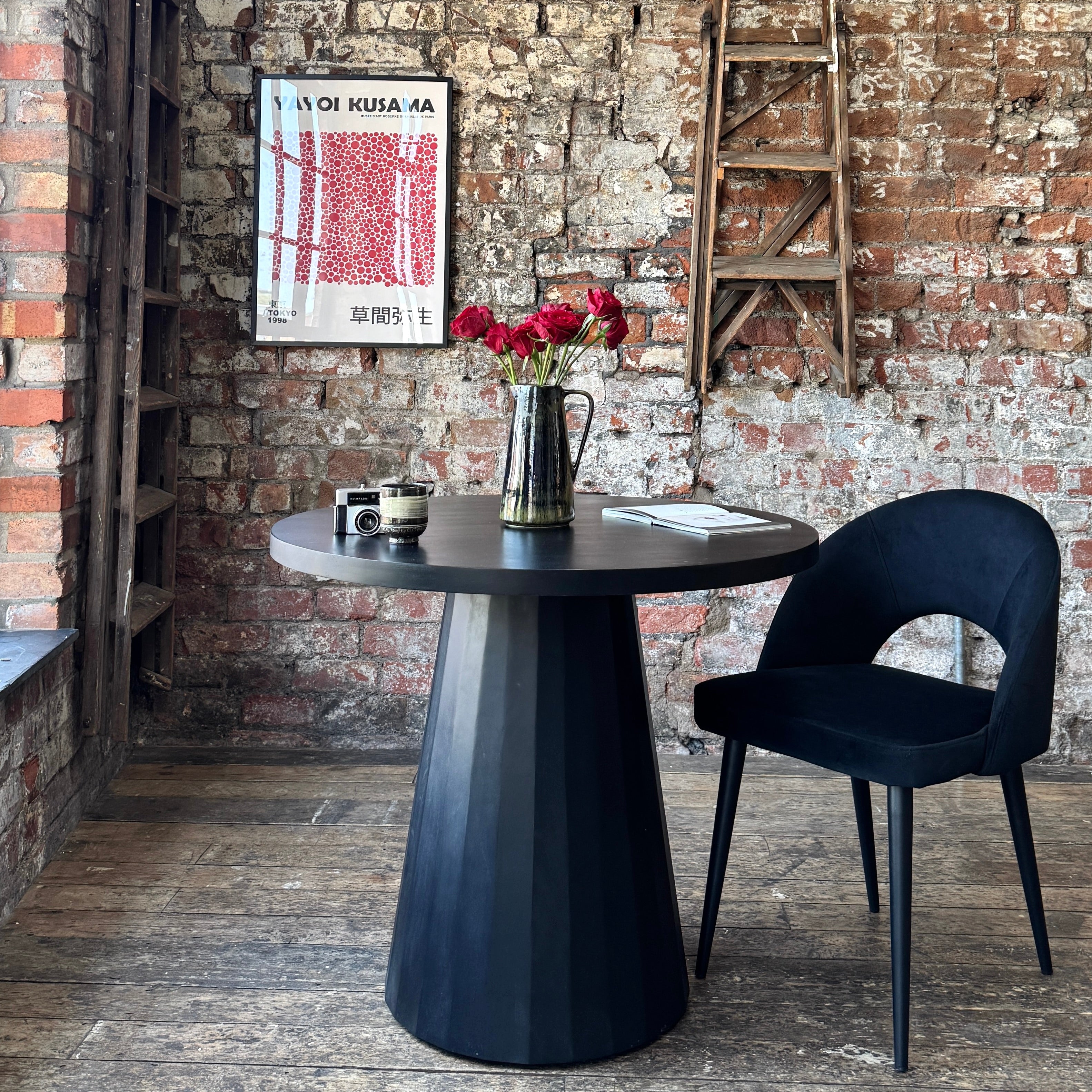 Matilda Round Solid Mango Wood Dining Table in Black (2 Sizes)