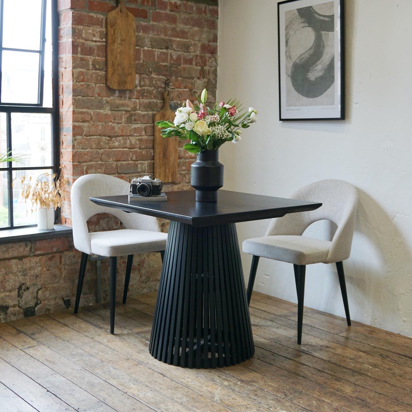 Remi Square Solid Mango Wood Dining Table Black (2 Sizes)