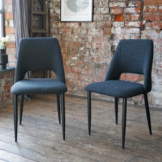 Nala Dining Chairs in Black Boucle (2pk)