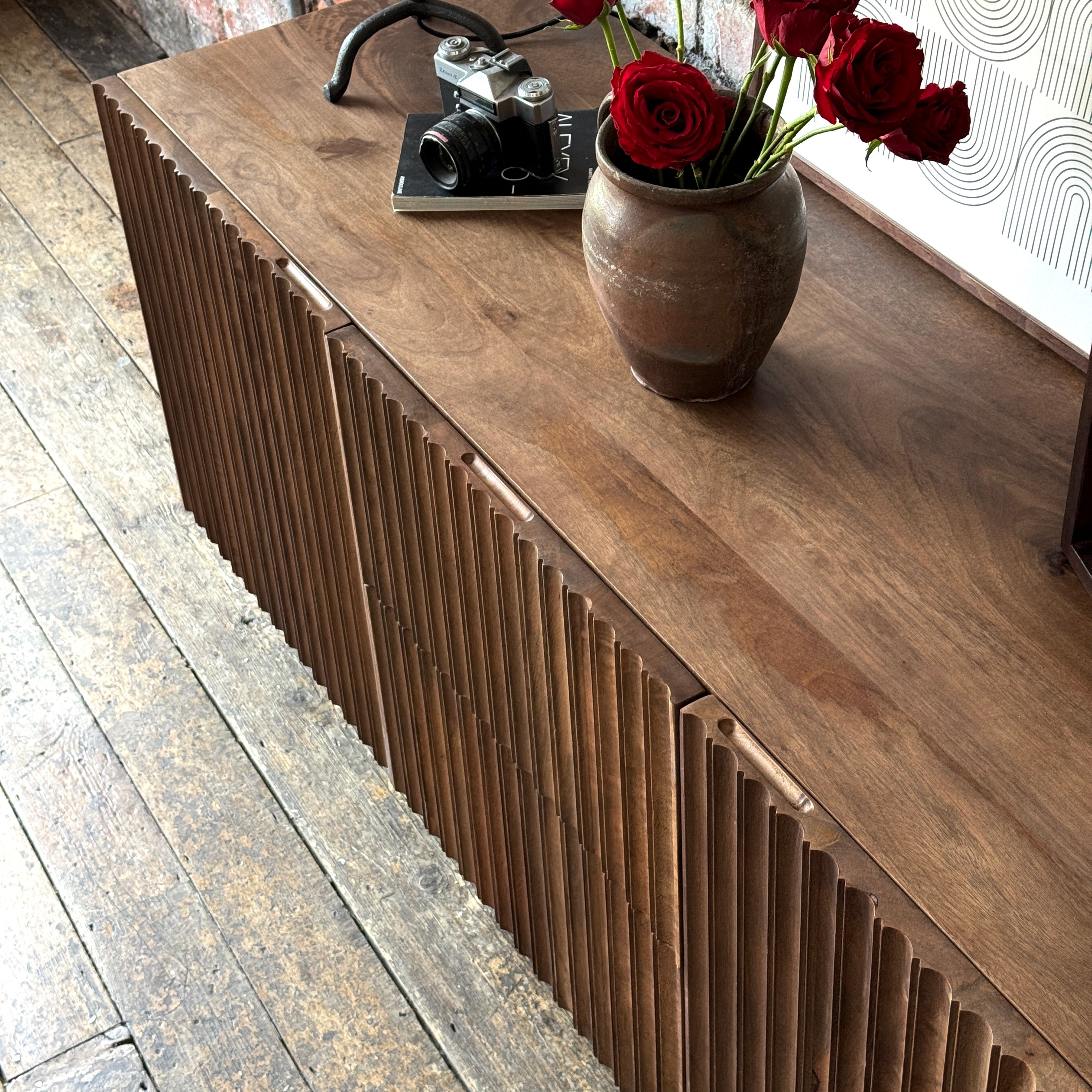 Arlo Solid Mango Wood 2 Door 2 Drawer Sideboard in Walnut