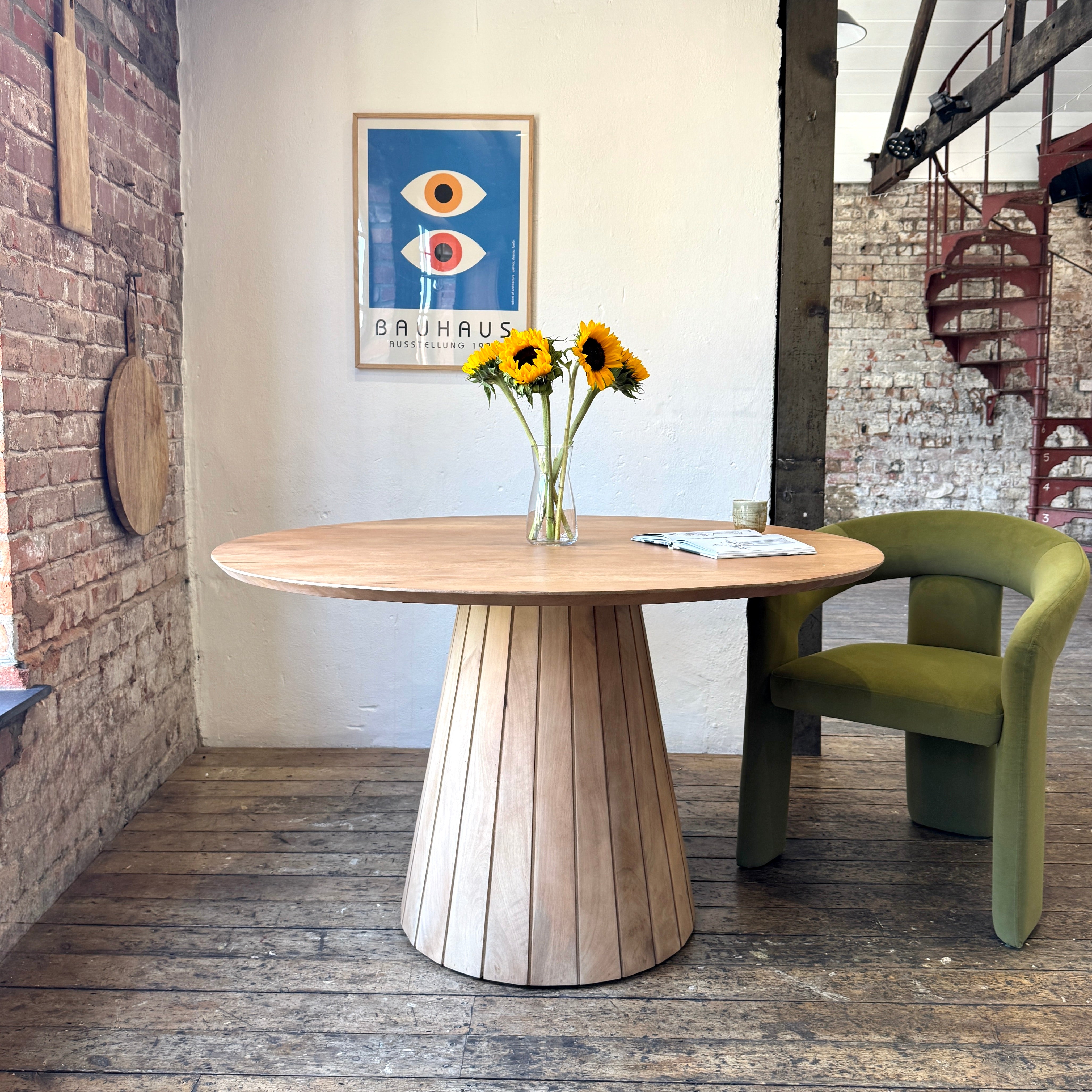 Gia Round Solid Mango Wood Dining Table Light Brown (3 Sizes)