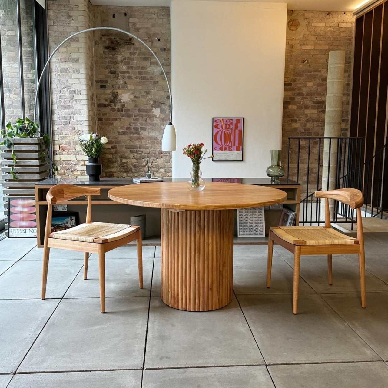 Cruz Round Solid Mindi Wood Dining Table Natural (2 Sizes)