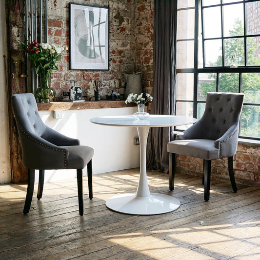 Bella Dining Set with 2 or 4 Portia Dining Chairs in Grey