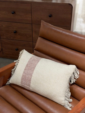 Stria Cushion in Natural, Red 30 x 50cm