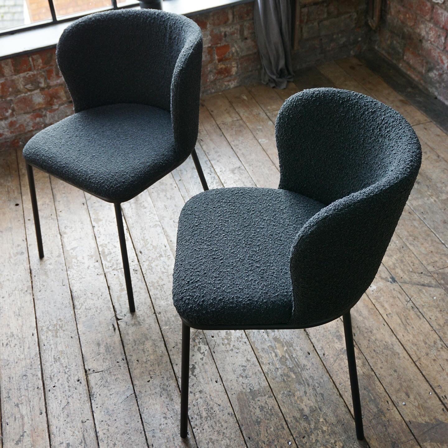 Mila Dining Chairs in Black Boucle (2pk)