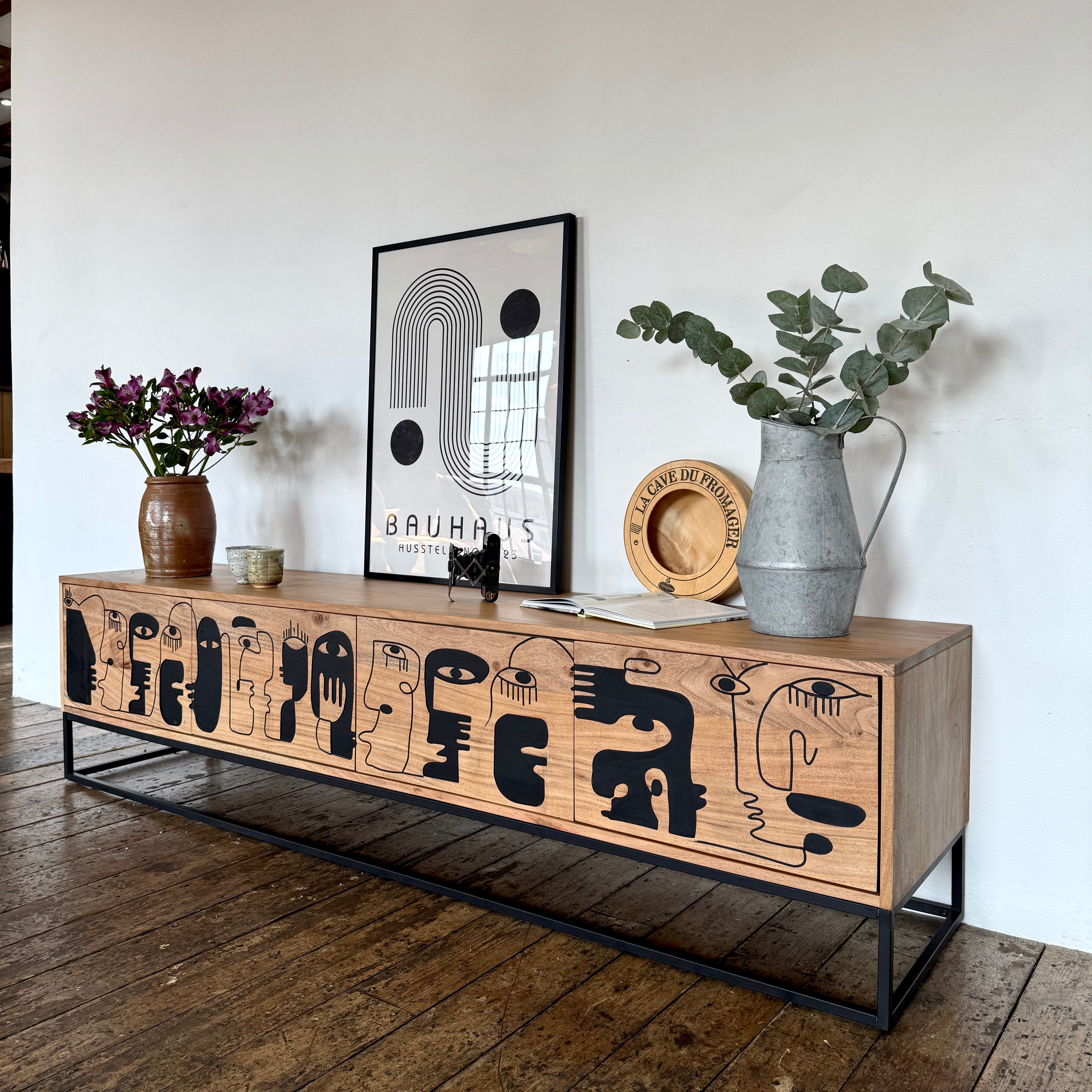 Pablo Solid Acacia Wood Large 4 Door TV Stand (180cm)