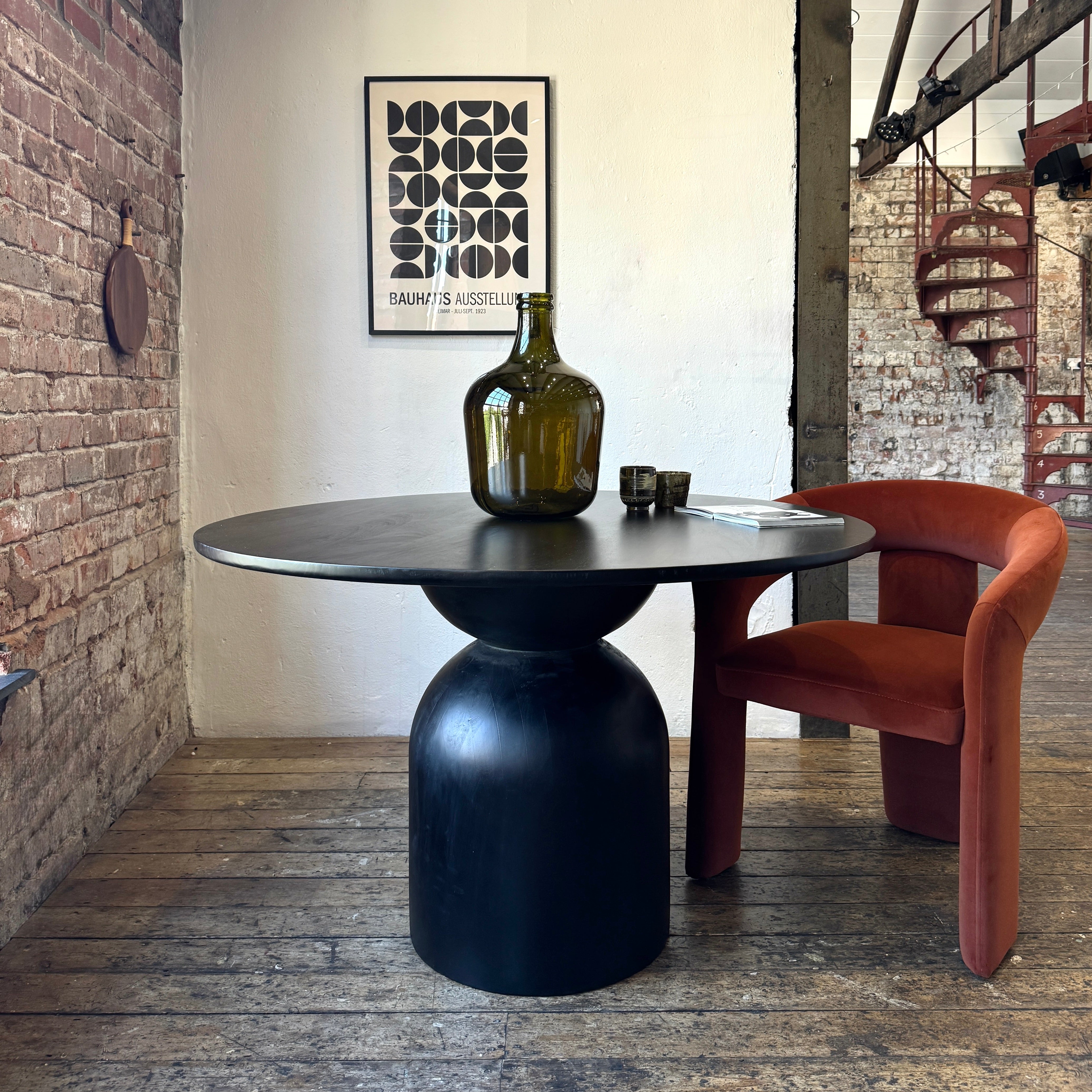 Cora Round Solid Mango Wood Dining Table in Black (2 Sizes)