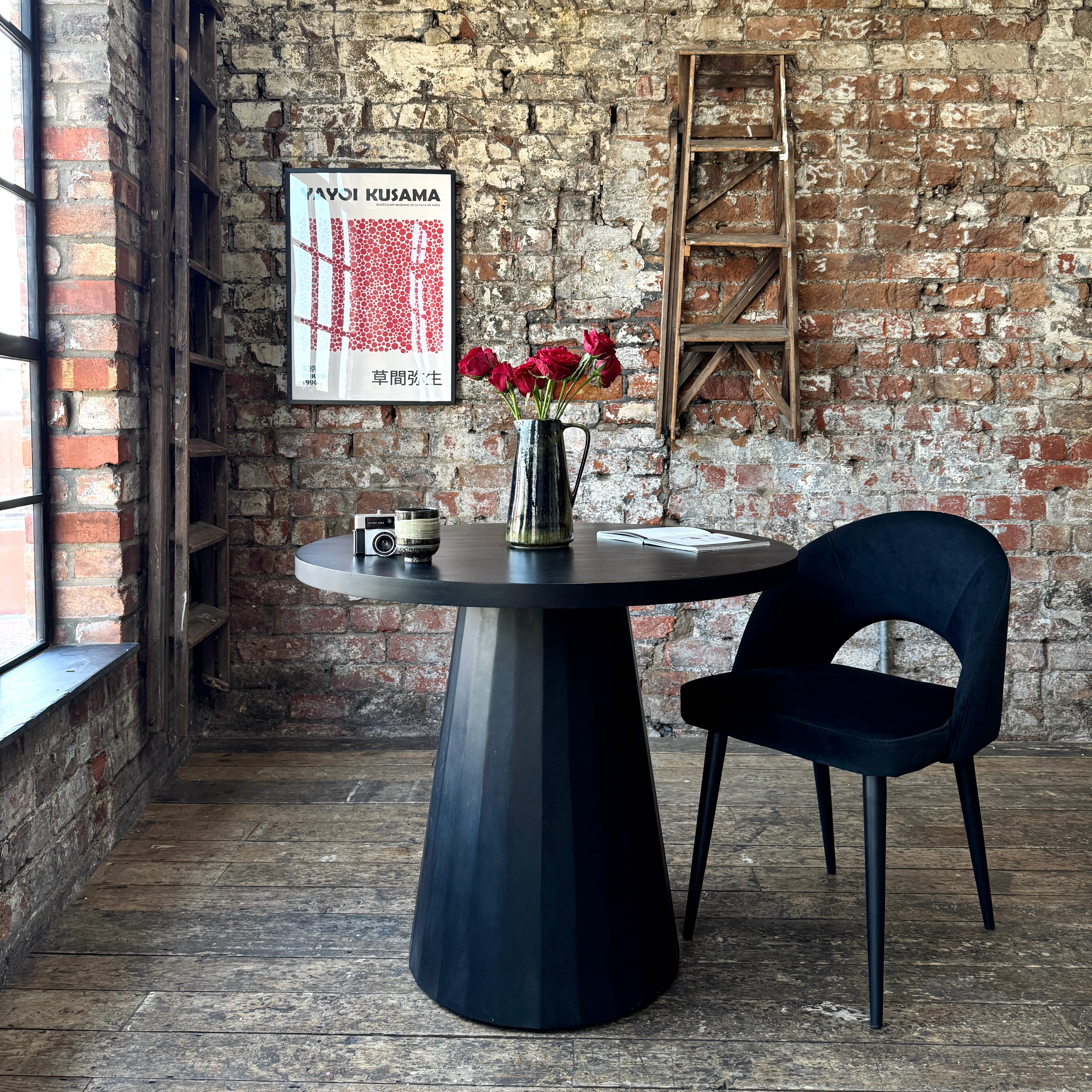Matilda Round Solid Mango Wood Dining Table in Black (2 Sizes)
