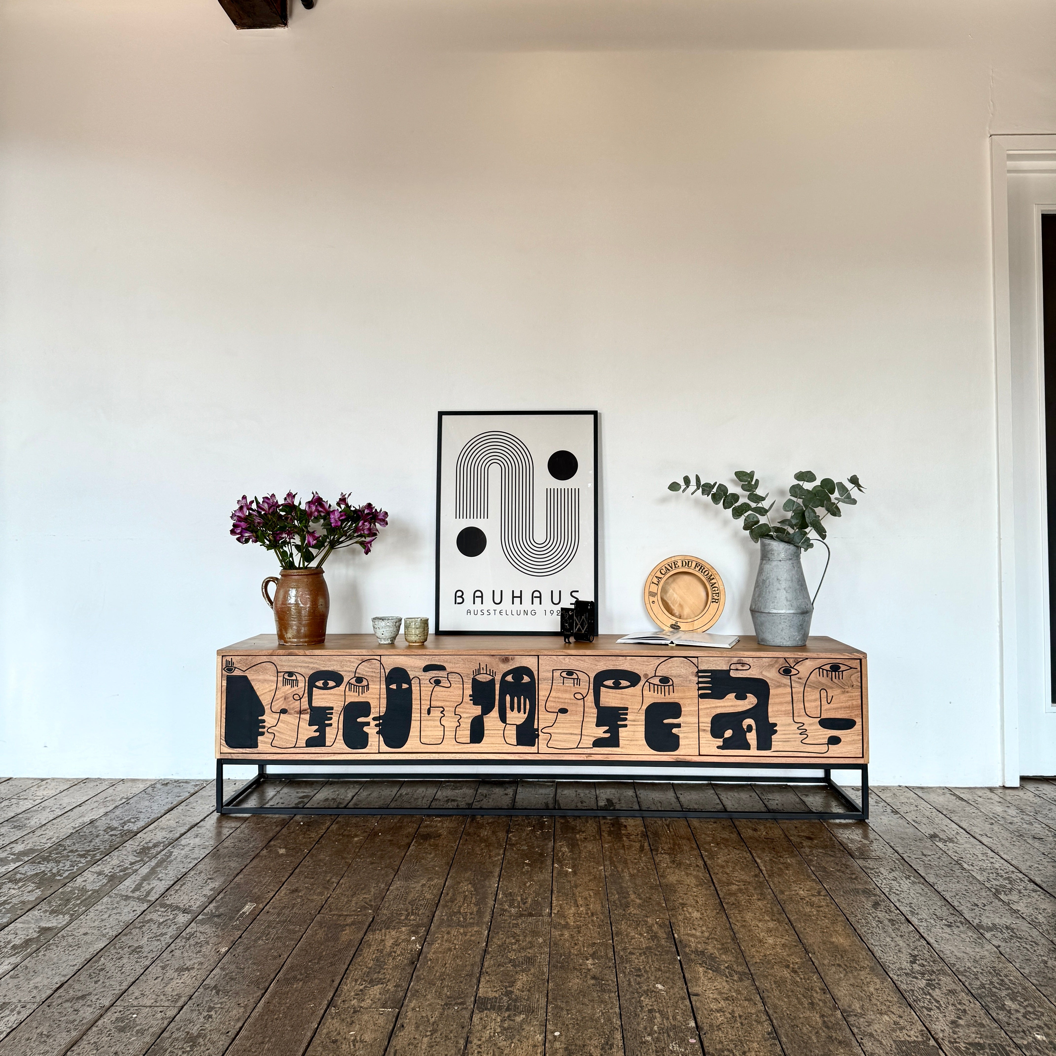 Pablo Solid Acacia Wood Large 4 Door TV Stand (180cm)