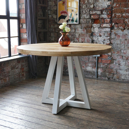 Ida Solid Mango Wood Industrial Dining Table with a White Base (4 Sizes)