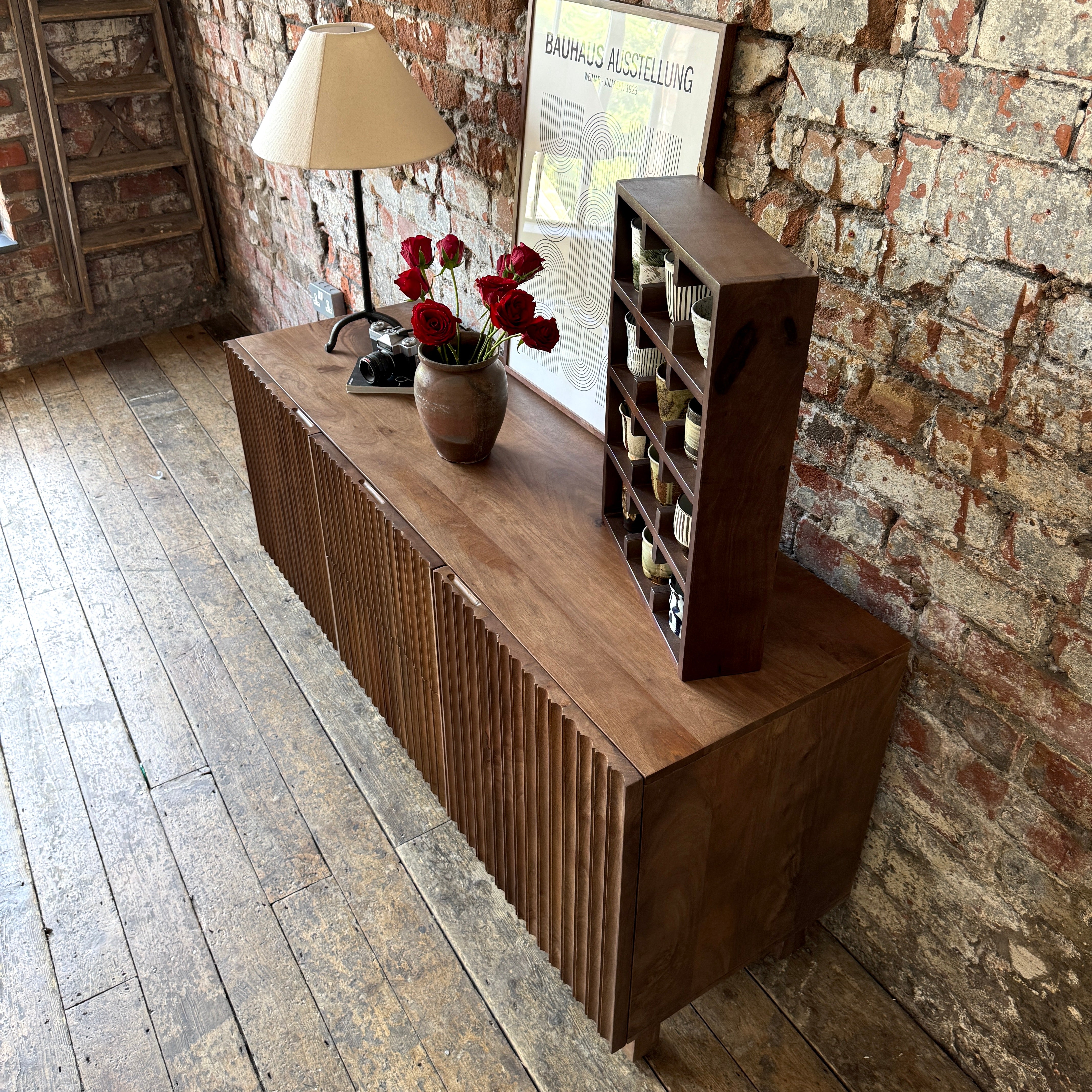 Arlo Solid Mango Wood 2 Door 2 Drawer Sideboard in Walnut