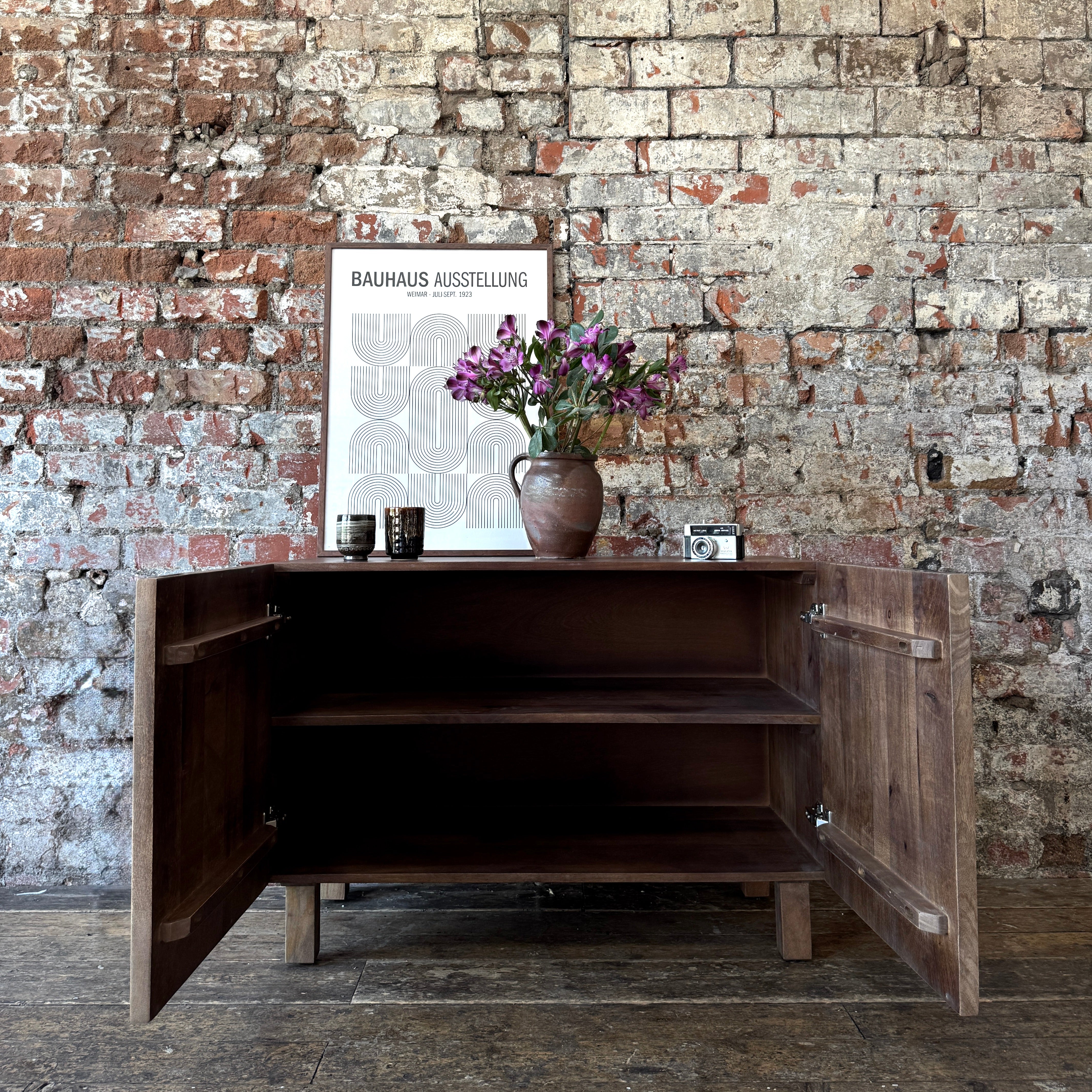 Arlo Solid Mango Wood 2 Door Sideboard in Walnut