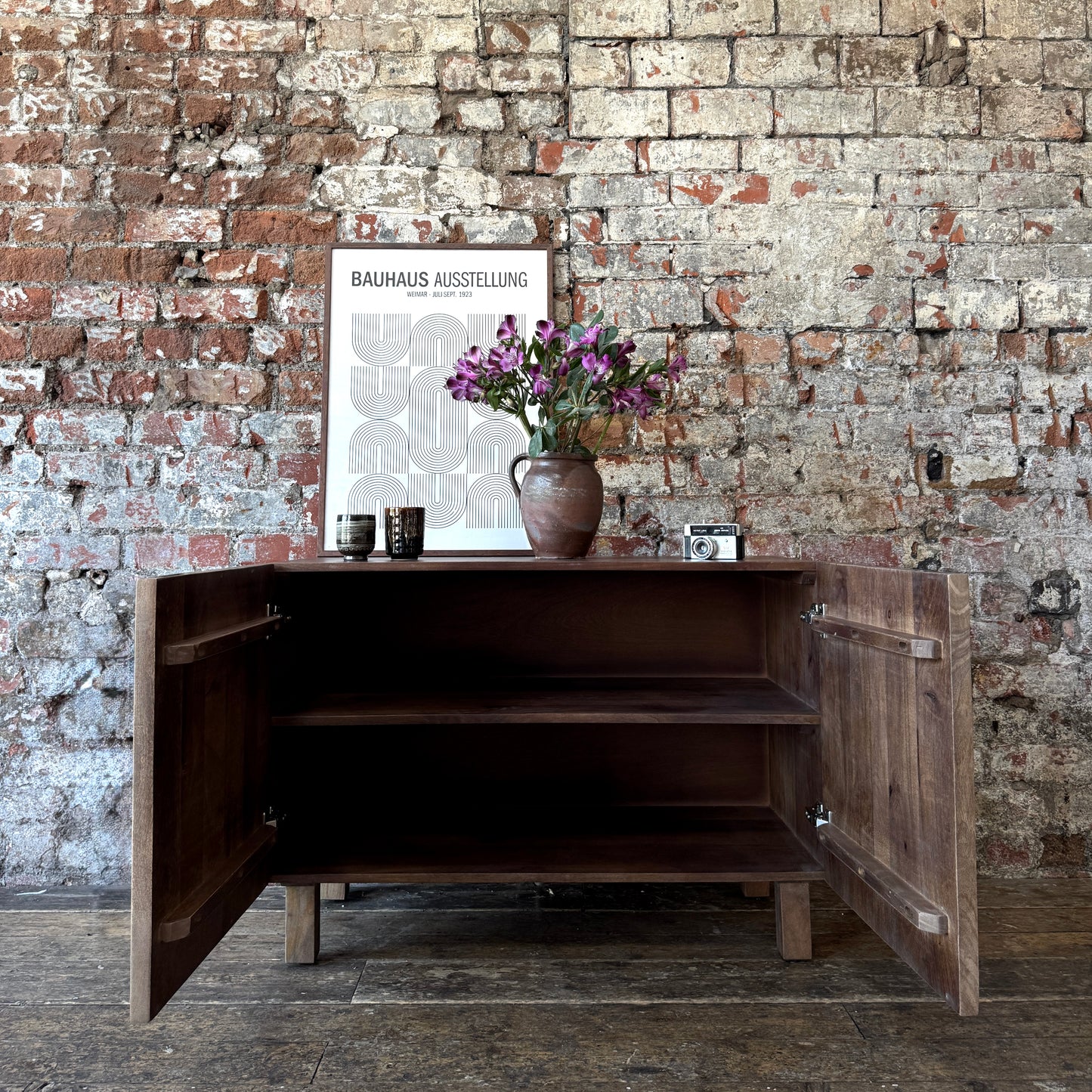 Arlo Solid Mango Wood 2 Door Sideboard in Walnut