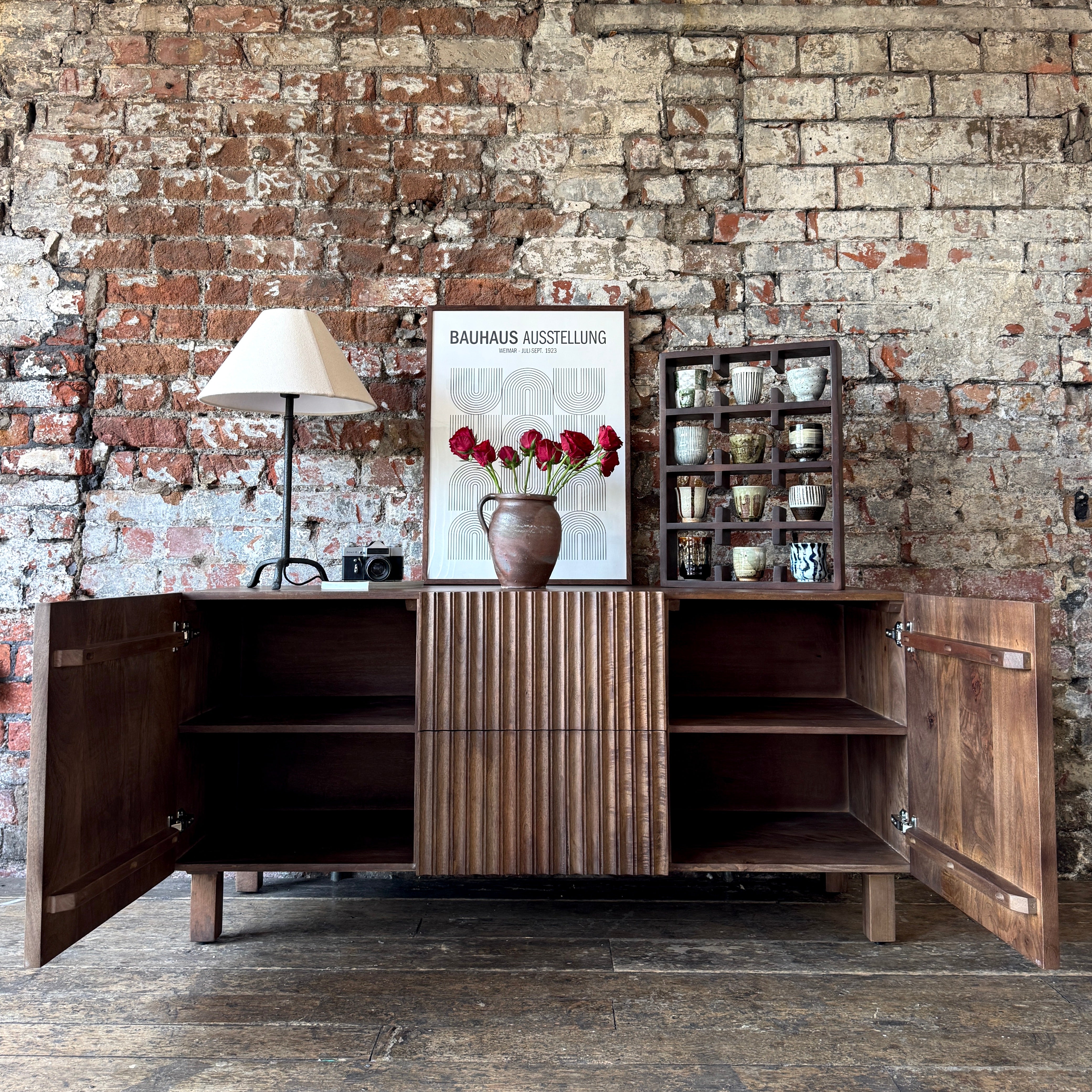 Arlo Solid Mango Wood 2 Door 2 Drawer Sideboard in Walnut