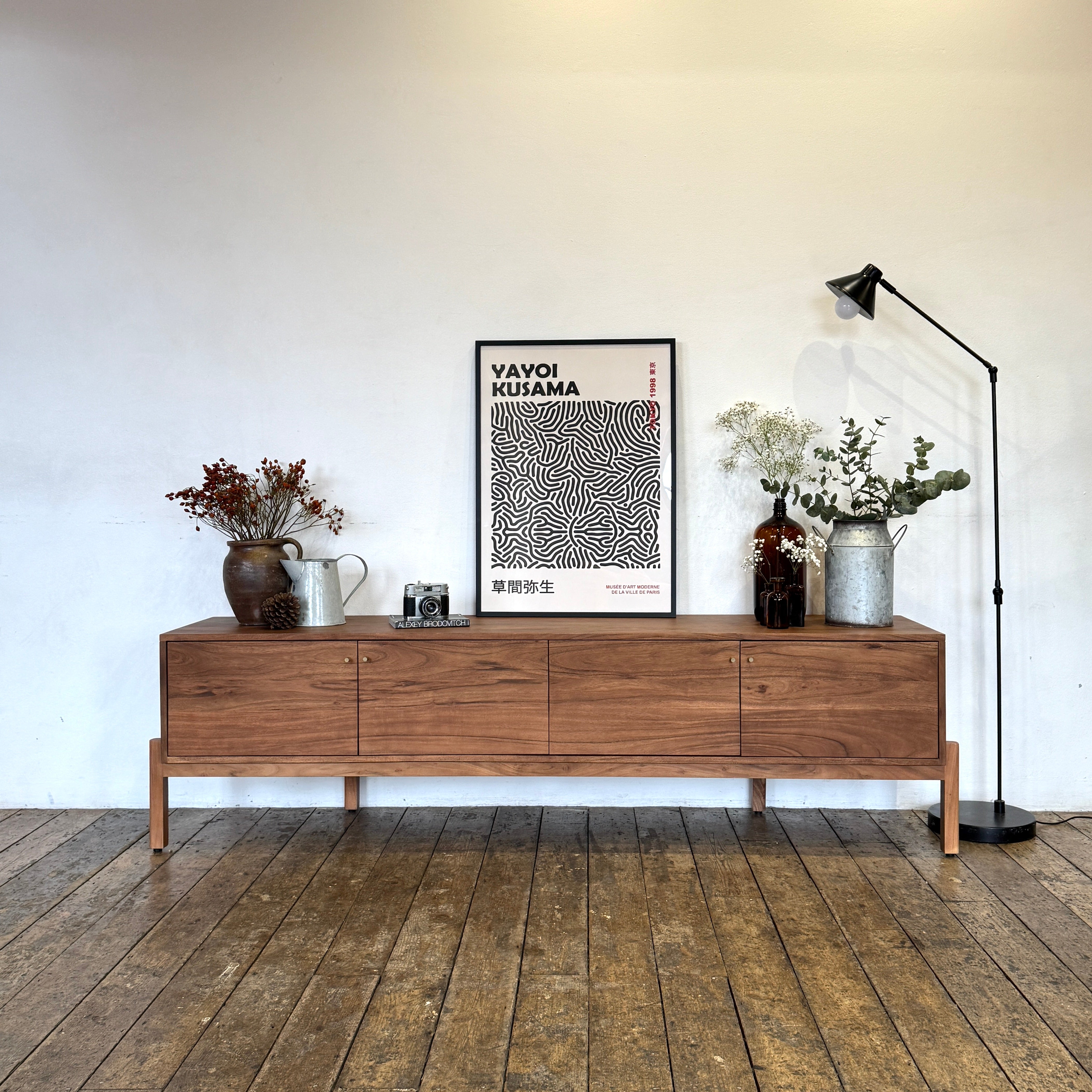 Lucca Solid Acacia Wood Large 4 Door TV Stand (180cm)
