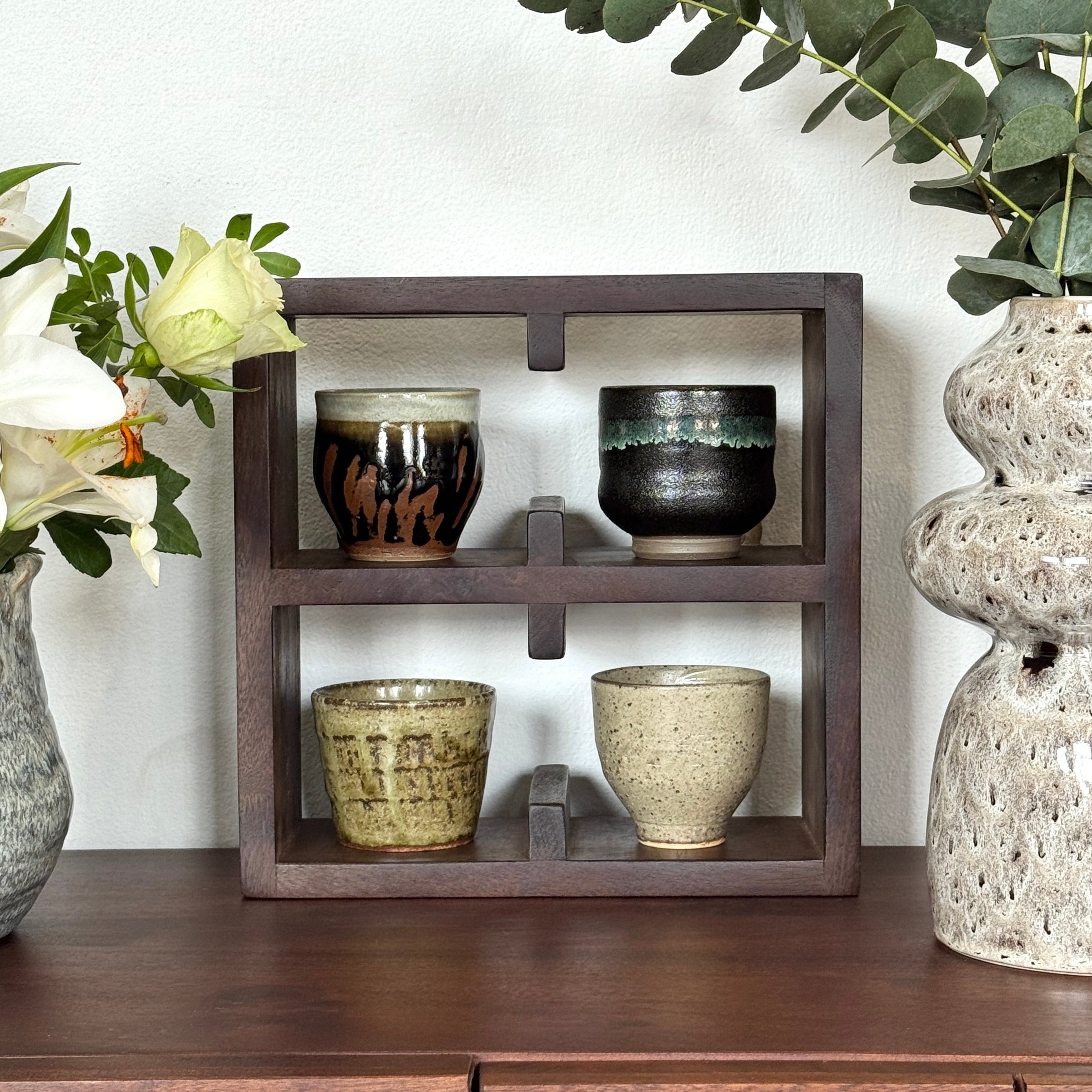Kappu Cup Shelf 2 by 2 in Dark Walnut