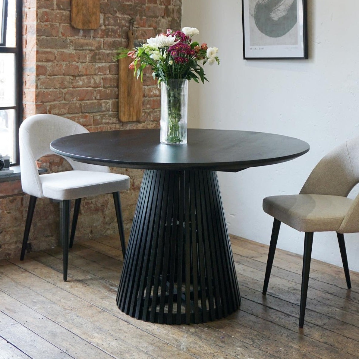 Remi Round Solid Mango Wood Dining Set with 2, 4 or 6 Bella Chairs