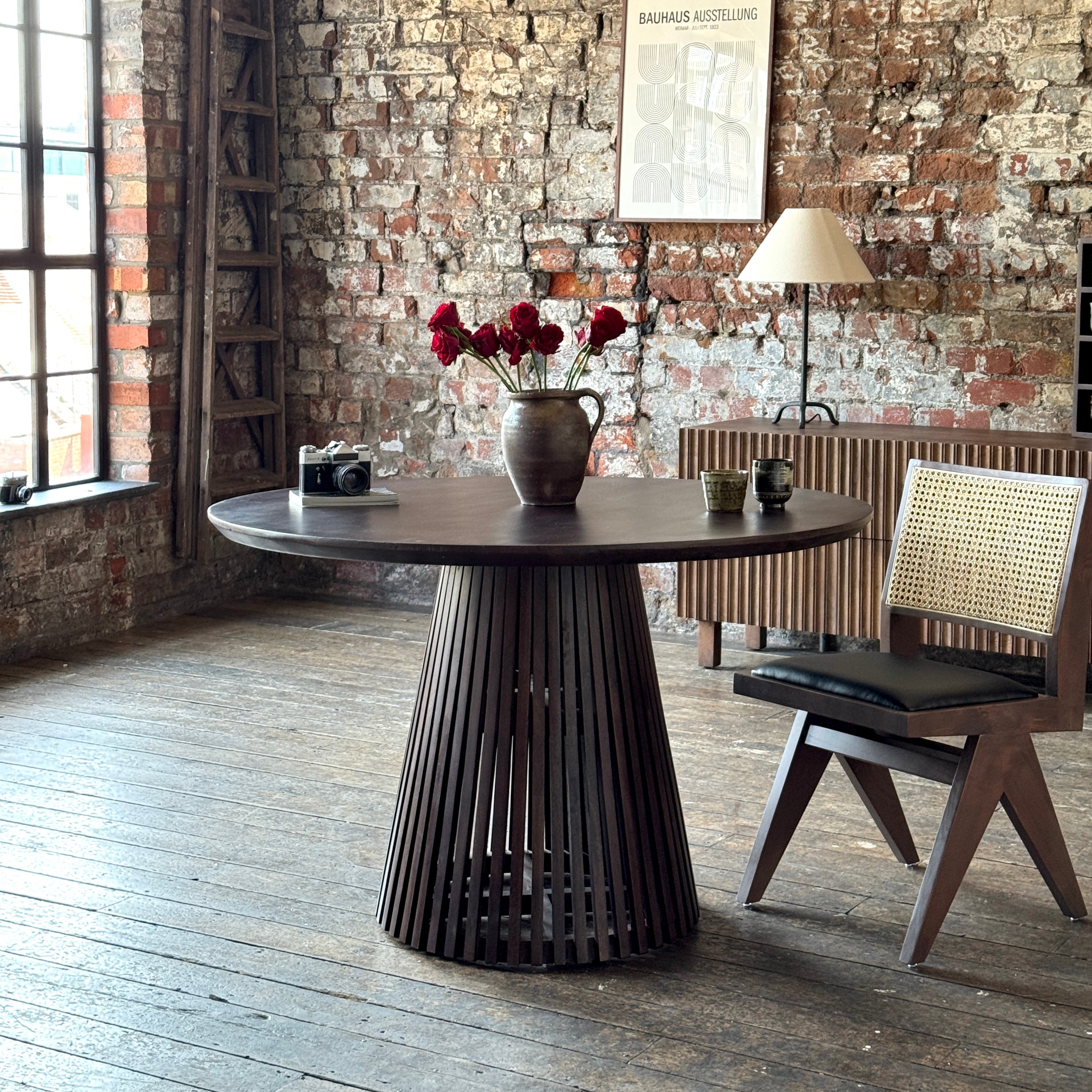 Remi Round Solid Mango Wood Dining Table Walnut (4 Sizes)