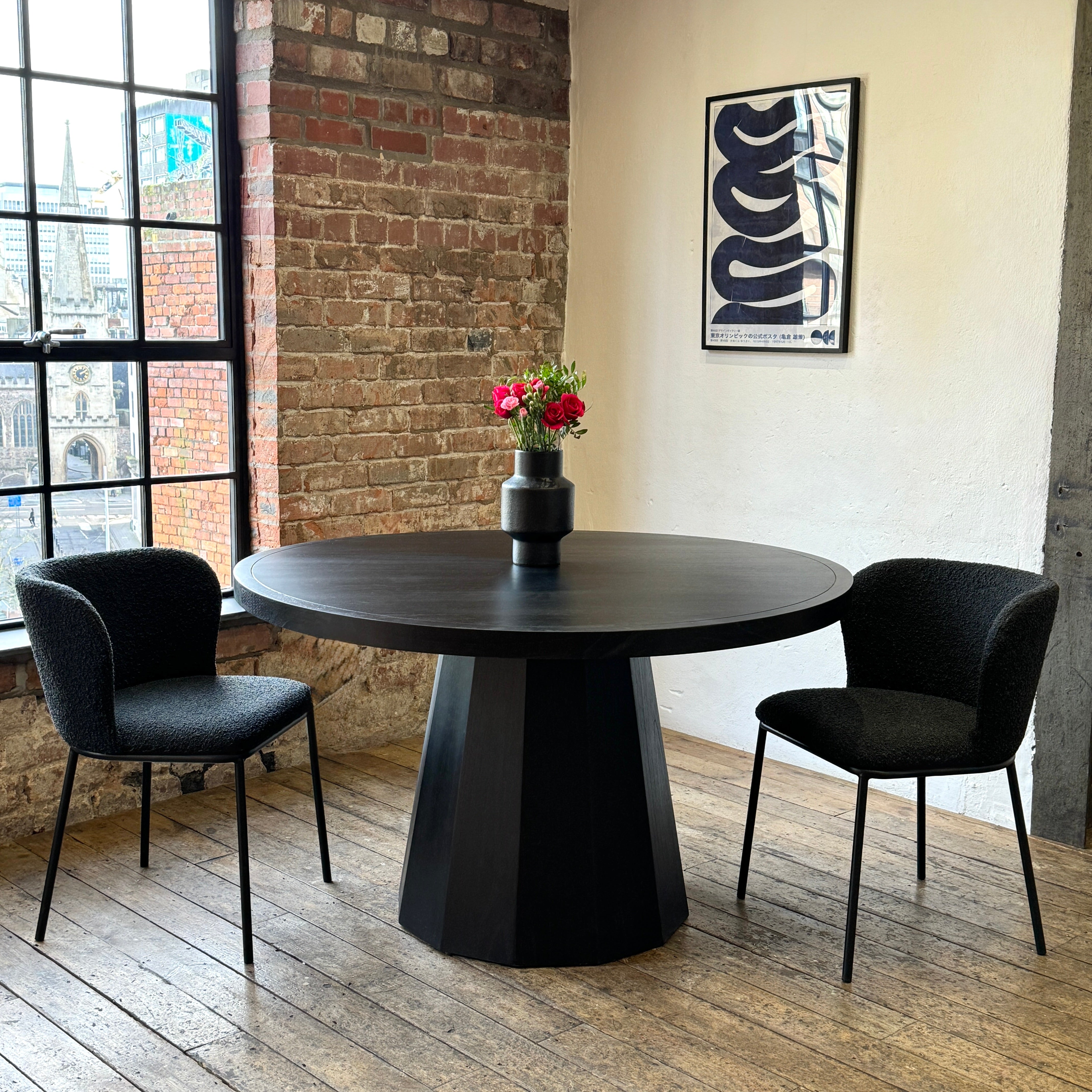 Prisma Round Solid Mindi Wood Dining Table Black (3 Sizes)