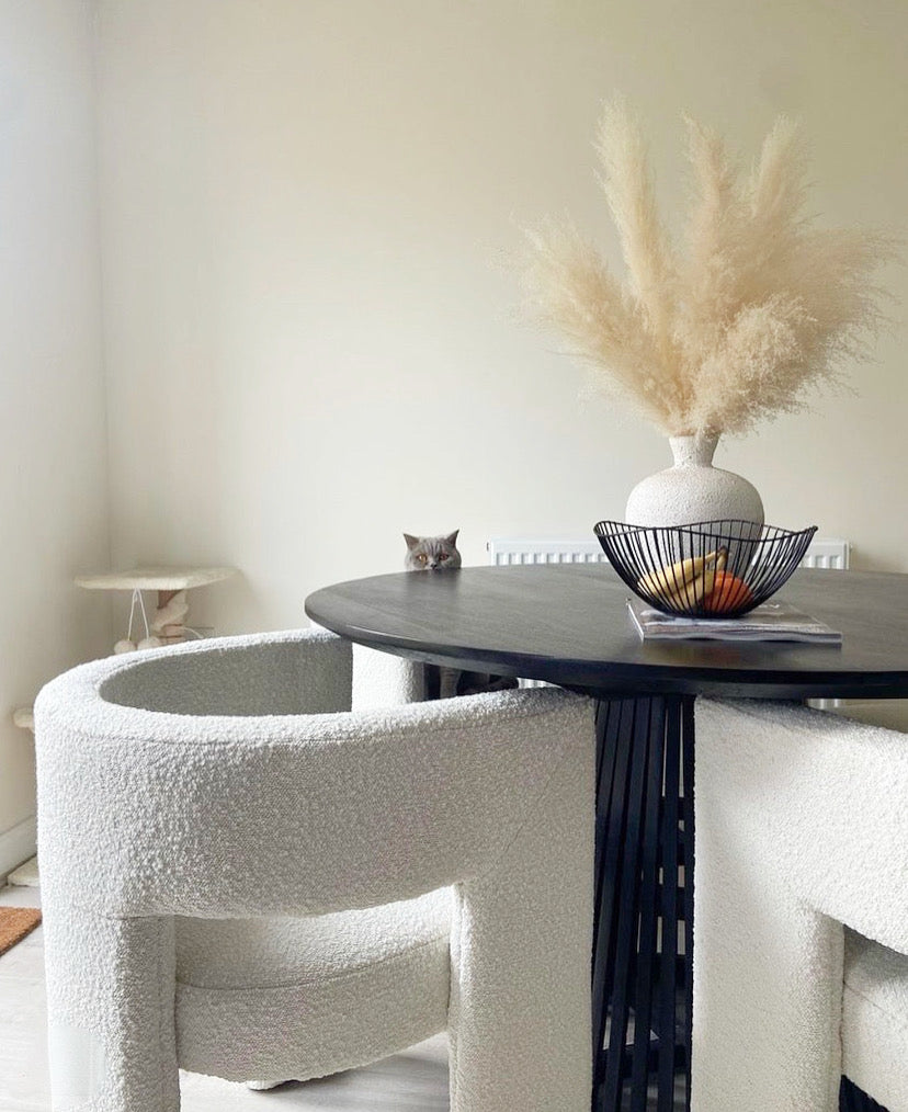 Remi Round Solid Mango Wood Dining Table Black (4 Sizes)