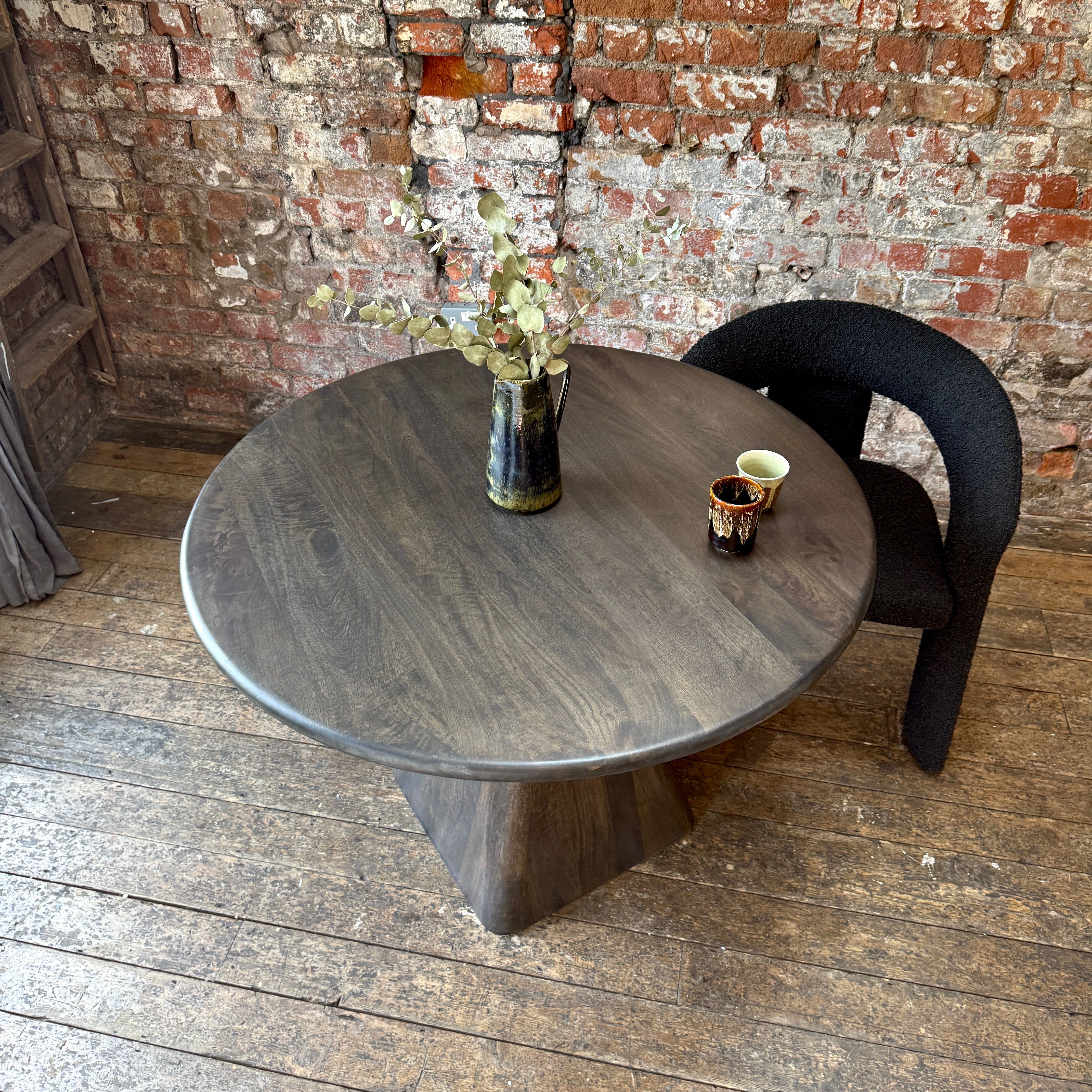 Sienna Round Solid Mango Wood Dining Table Walnut (2 Sizes)