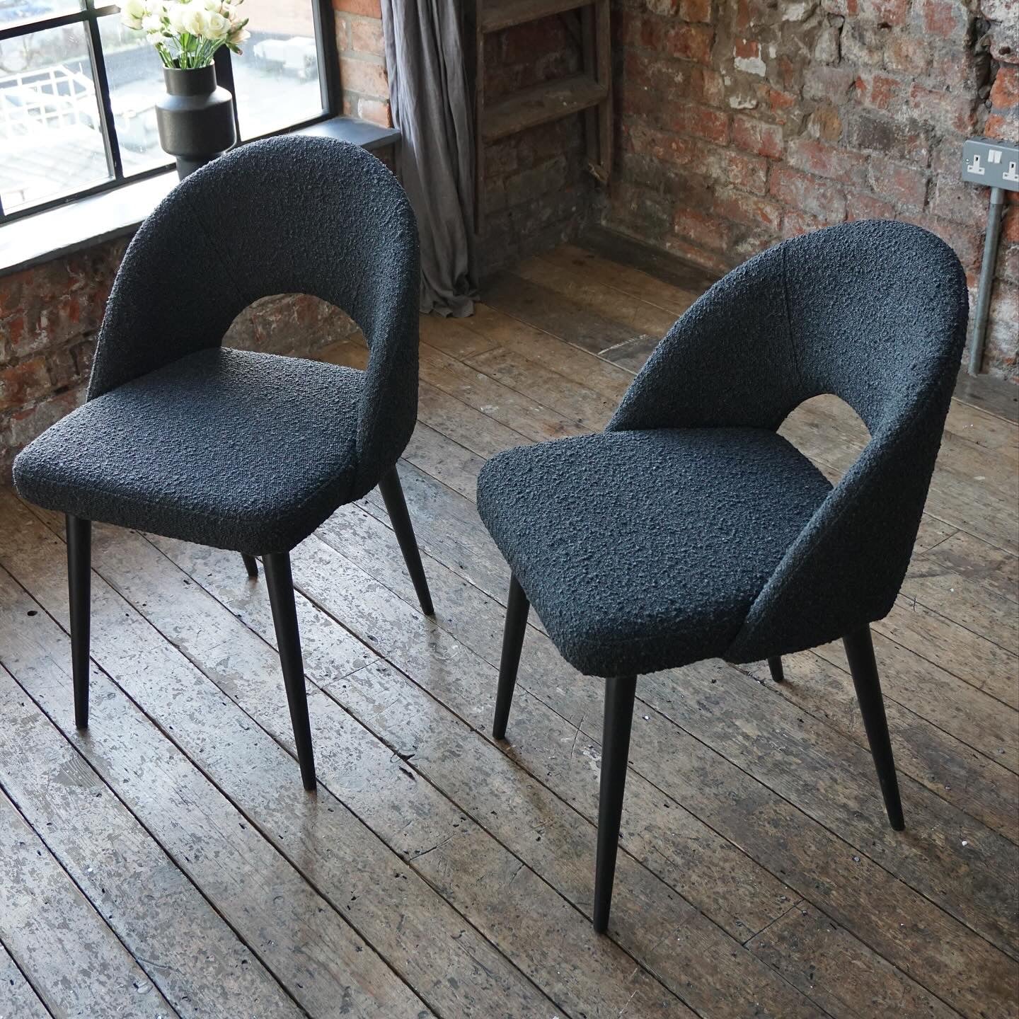 Bella Dining Chairs in Black Boucle (2pk)