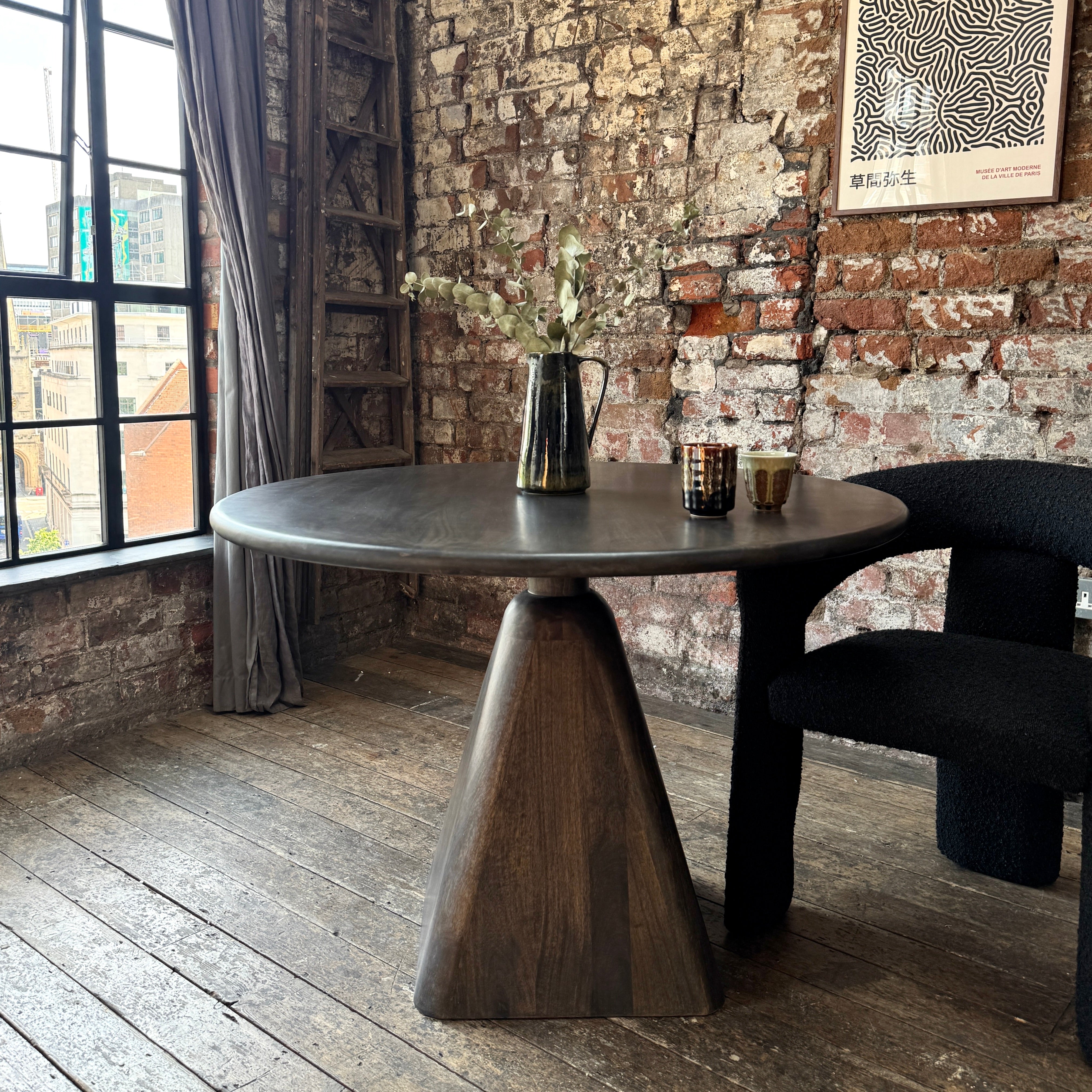 Sienna Round Solid Mango Wood Dining Table Walnut (2 Sizes)