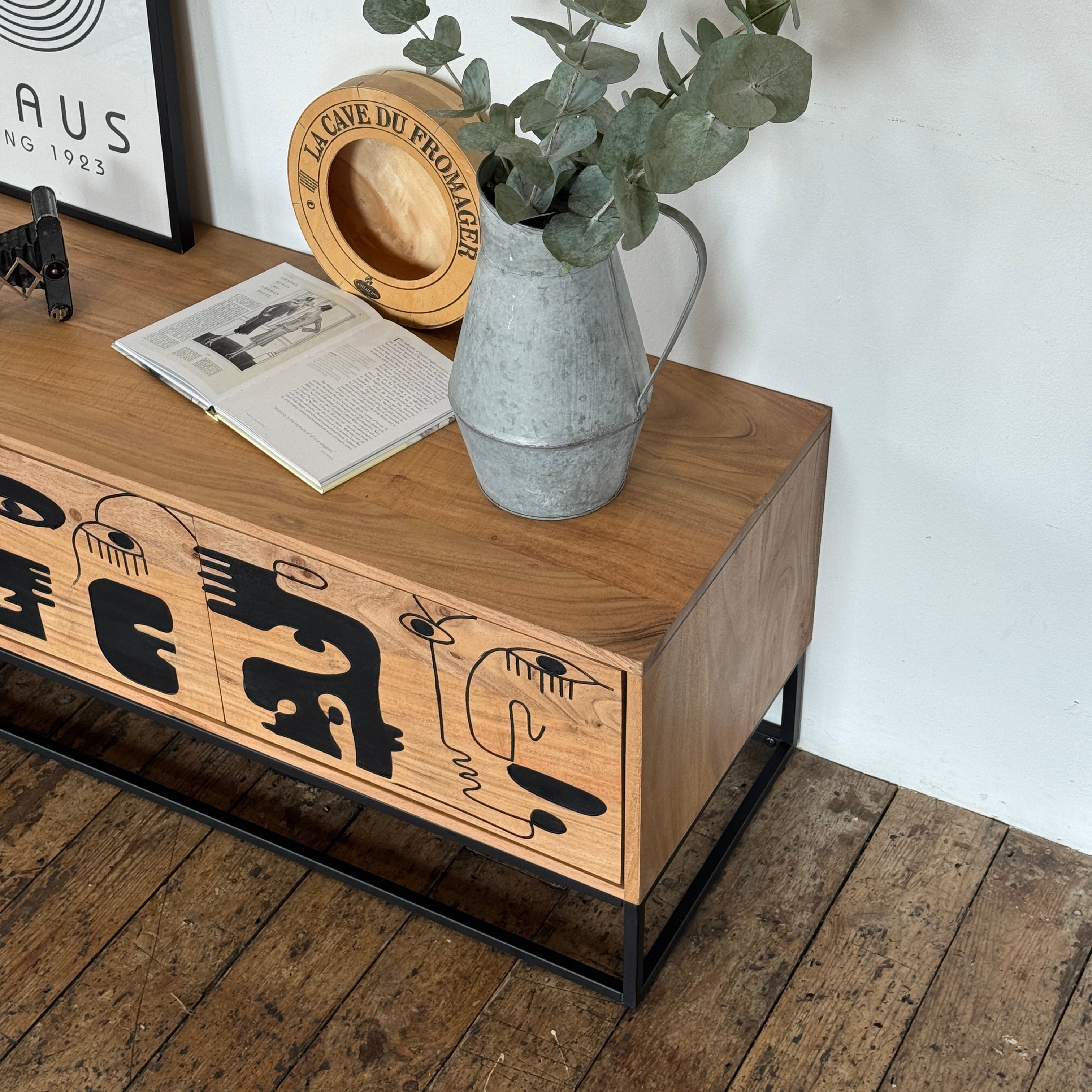 Pablo Solid Acacia Wood Large 4 Door TV Stand (180cm)