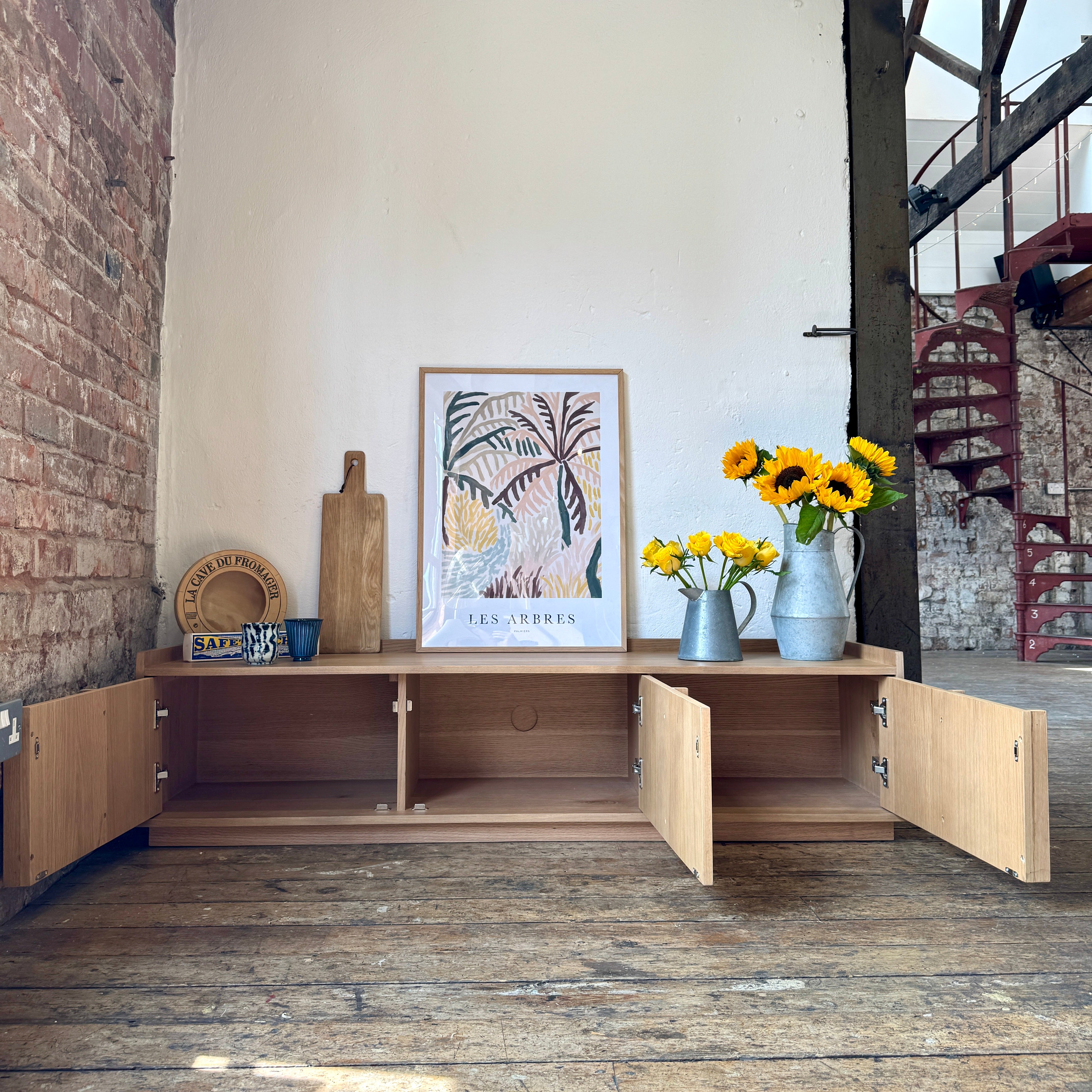 Kyoto Medium 3 Door TV Stand in Natural Smoked Oak (160cm)